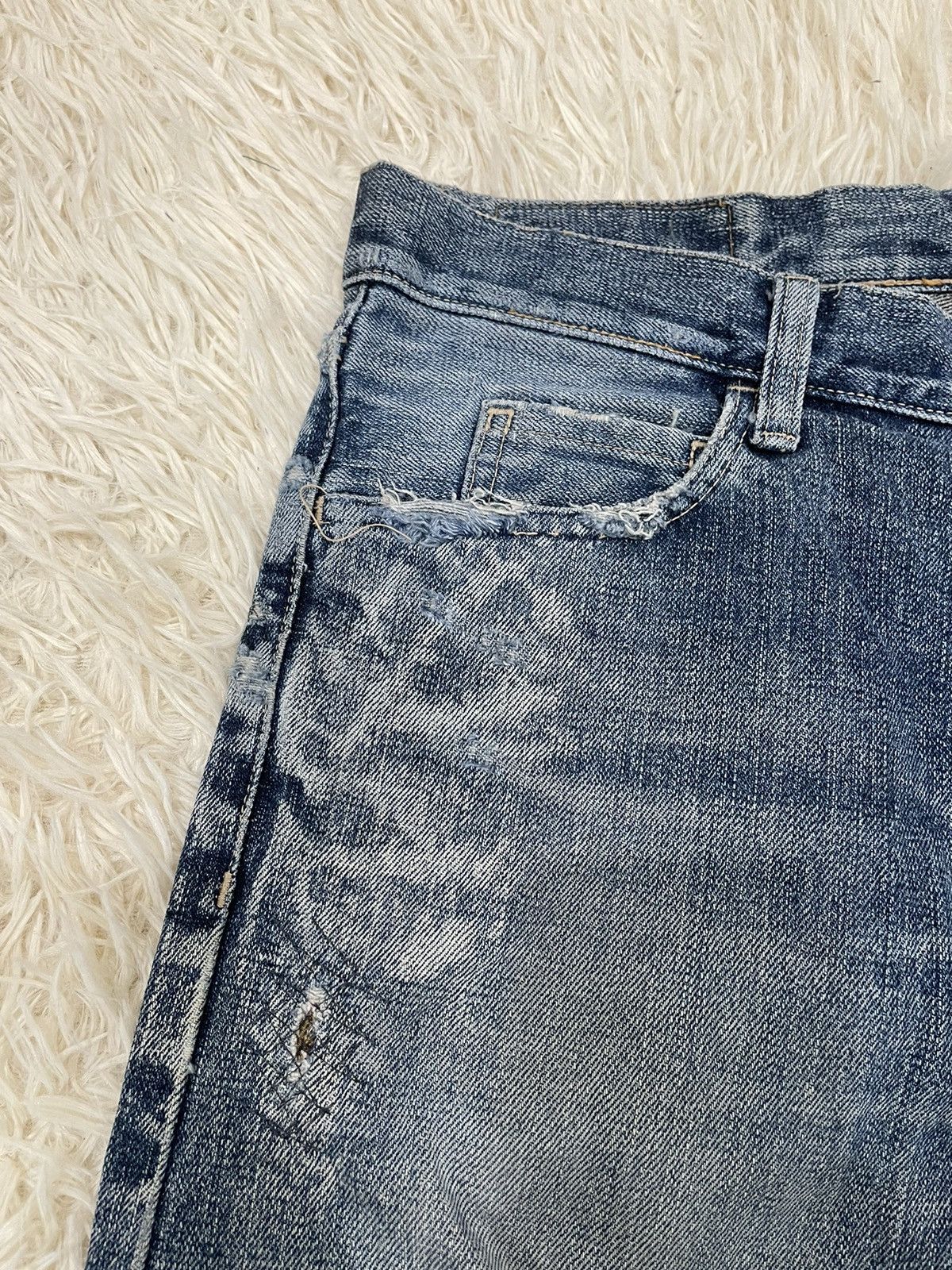 Japanese Brand Ozone Rocks Thrashed Redline Japan Denim Size US 31 - 7 Thumbnail