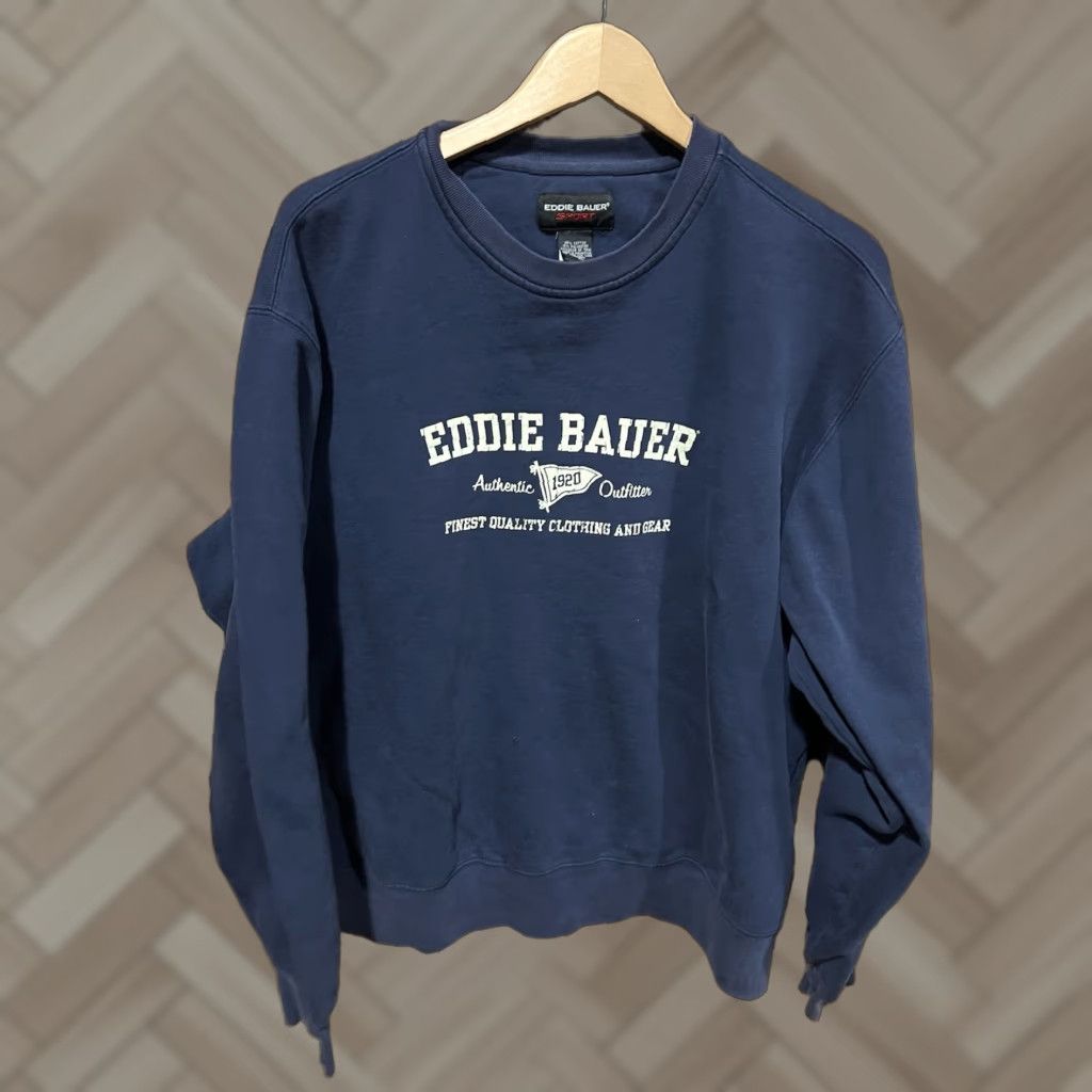 Eddie Bauer VINTAGE Eddie Bauer Sweater Mens XL Blue Crewneck Knit Pullover Classic 90s Hipster City College Retro Casual Size US XL / EU 56 / 4 - 1 Thumbnail