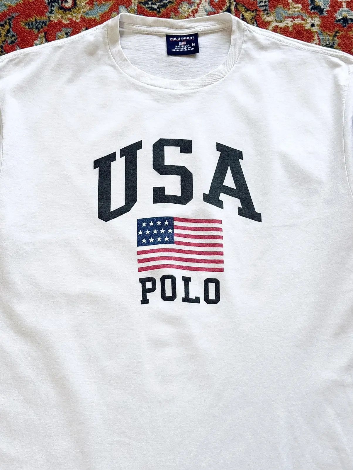 Polo Ralph Lauren × Vintage 90s Vintage Polo Sport Ralph Lauren USA Flag Tee T-Shirt Size US L / EU 52-54 / 3 - 7 Thumbnail