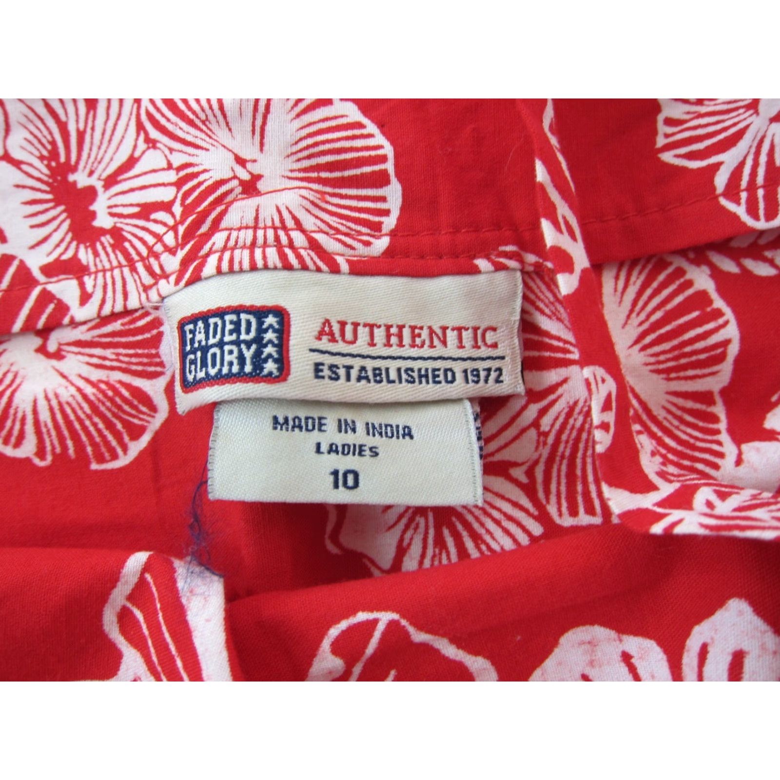 Faded Glory Faded Glory 100% Cotton Red White Hawaiian Floral Tank Dress Women 10 Sun Maxi Sundress Dress Hawaiian Theme Womens 10 Size L / US 10 / IT 46 - 4 Thumbnail
