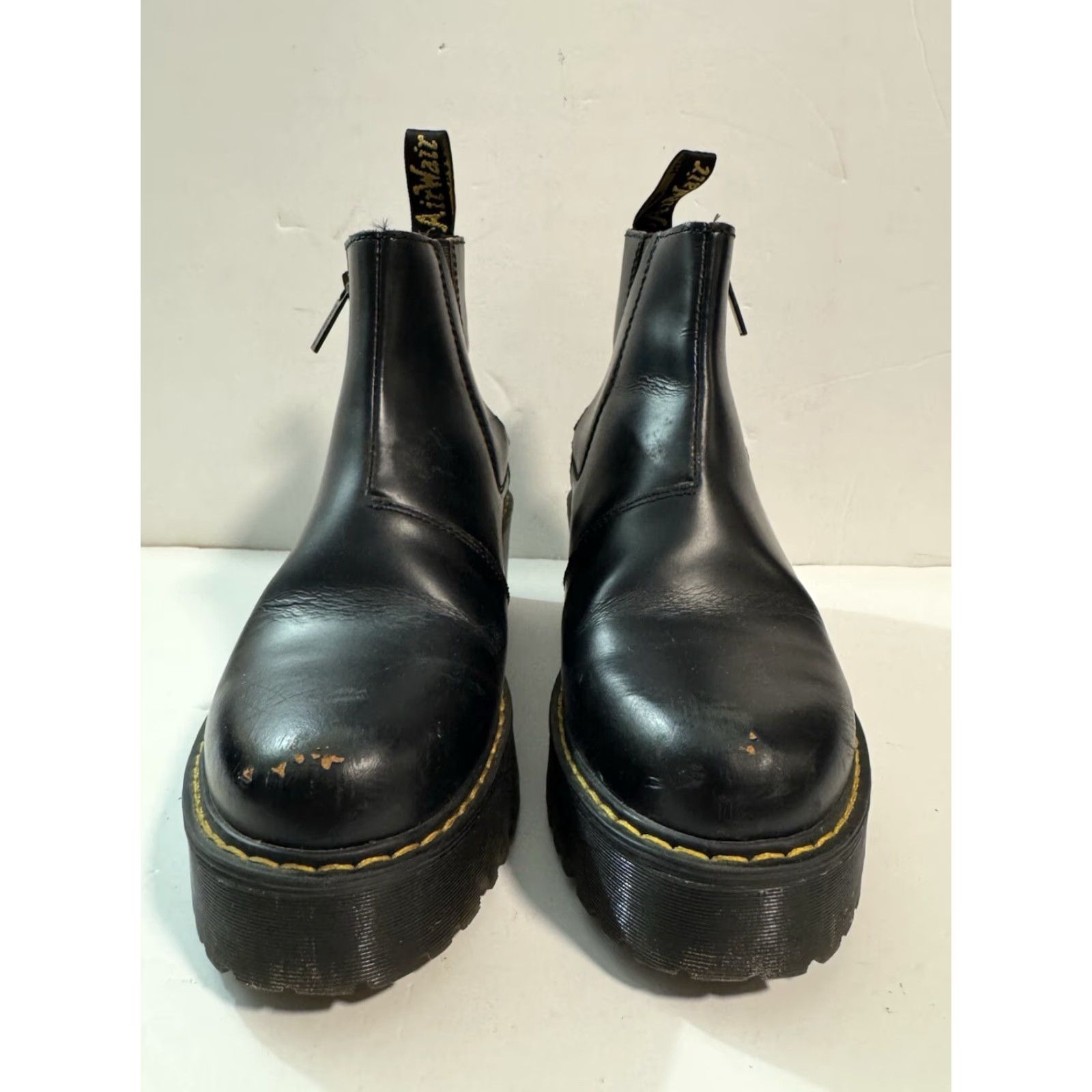 Dr. Martens Dr. Martens Boots Women US 7 Black Smooth Leather Platform Chunky Zip Rometty II Y2K Size US 5 / IT 35 - 3 Thumbnail