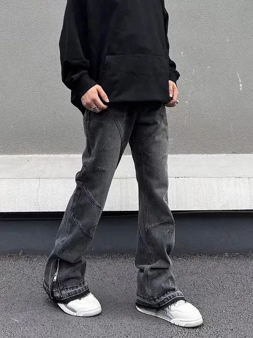 Japanese Brand × Jean Retro street zipper loose wide leg jeans Size US 34 / EU 50 - 1 Thumbnail