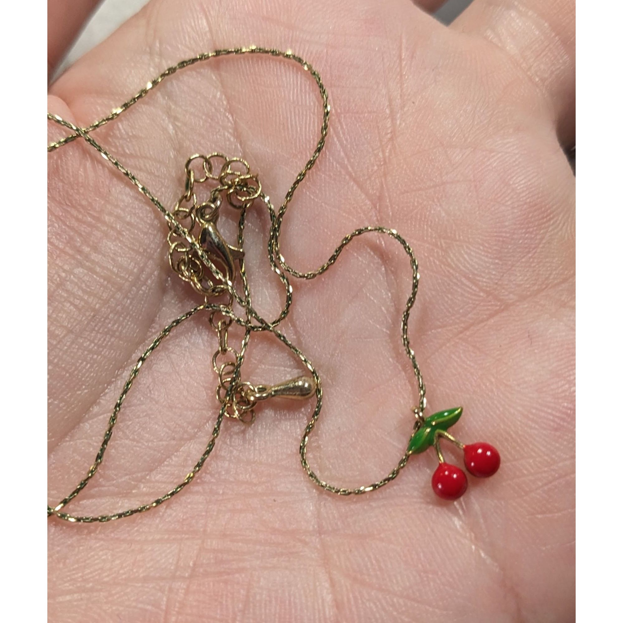 Other Minimalist Cherry Pendant Necklace With Gold Tone Chain Size ONE SIZE - 3 Thumbnail