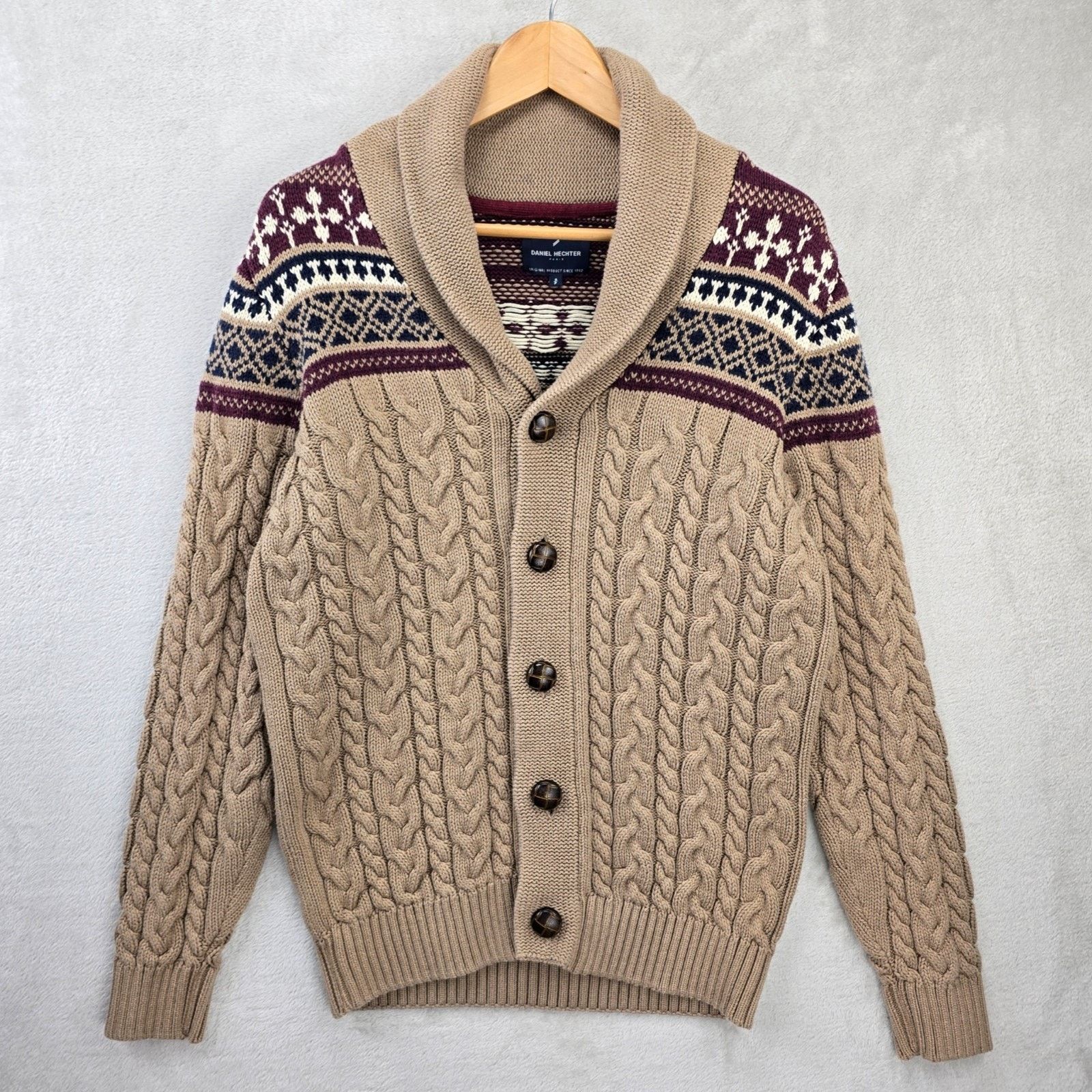 Daniel Hechter Daniel Hechter Shawl Cardigan Small Fair Isle Cable Knit Size US S / EU 44-46 / 1 - 1 Thumbnail