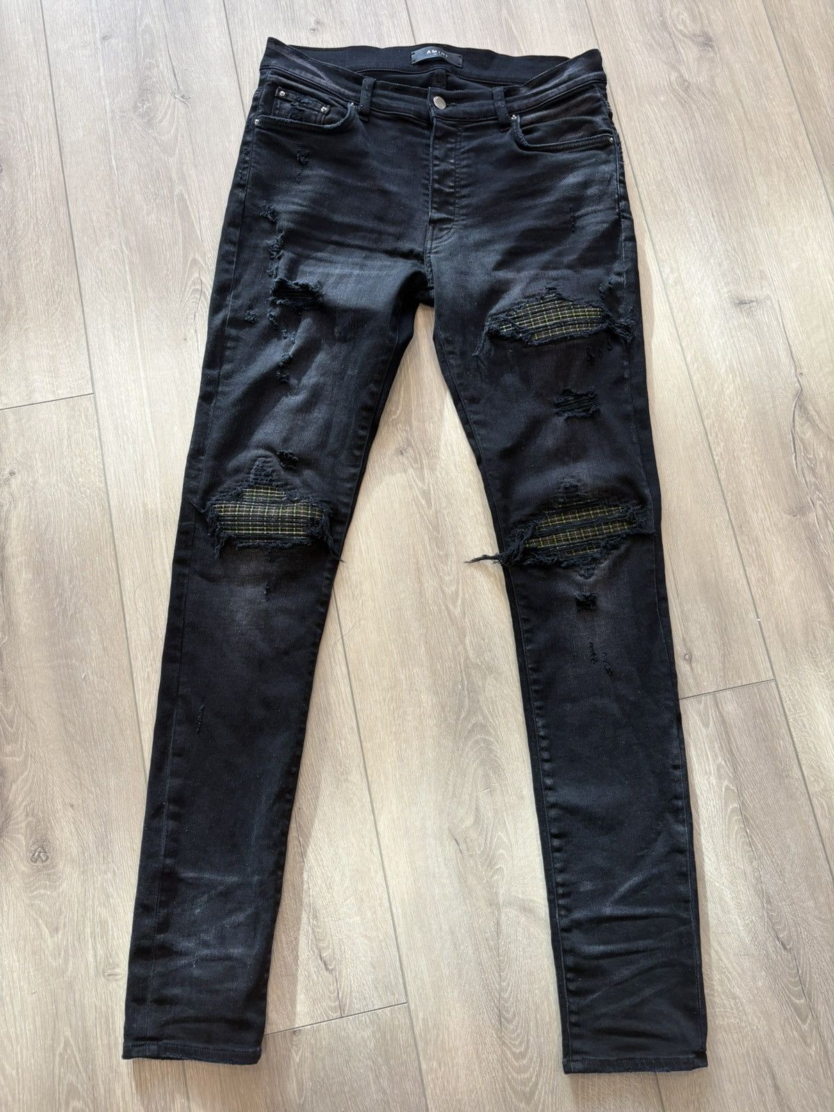 Amiri Black Amiri Plaid Patch Mx1 jeans Size US 33 - 1 Thumbnail
