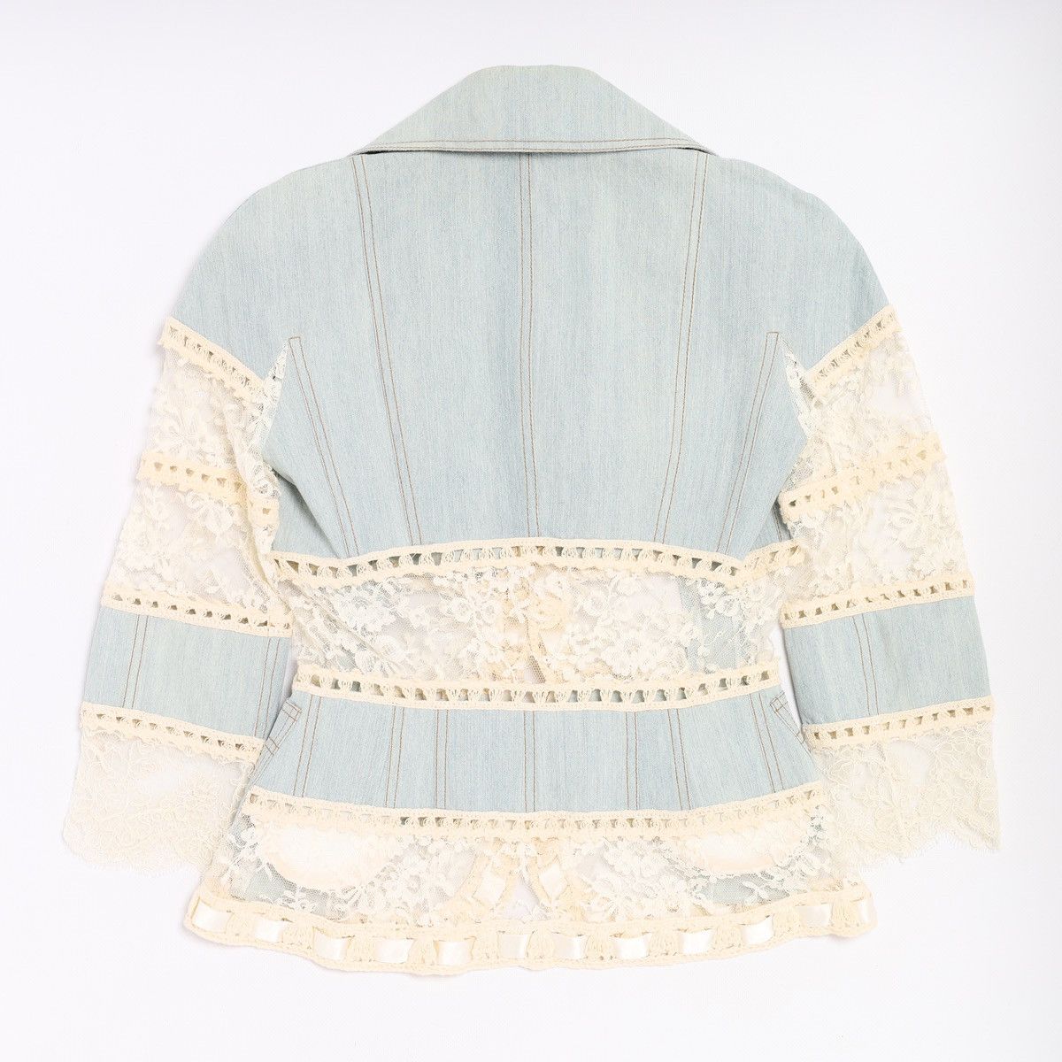 Dior Christian Dior by Galliano 2005 Lace Crochet Jacket Denim Size S / US 4 / IT 40 - 4 Thumbnail