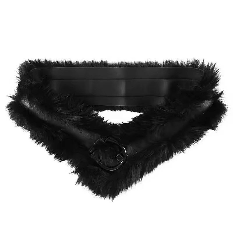 Japanese Brand × Leather Retro PU Leather Faux Fur Belt Size ONE SIZE - 3 Thumbnail