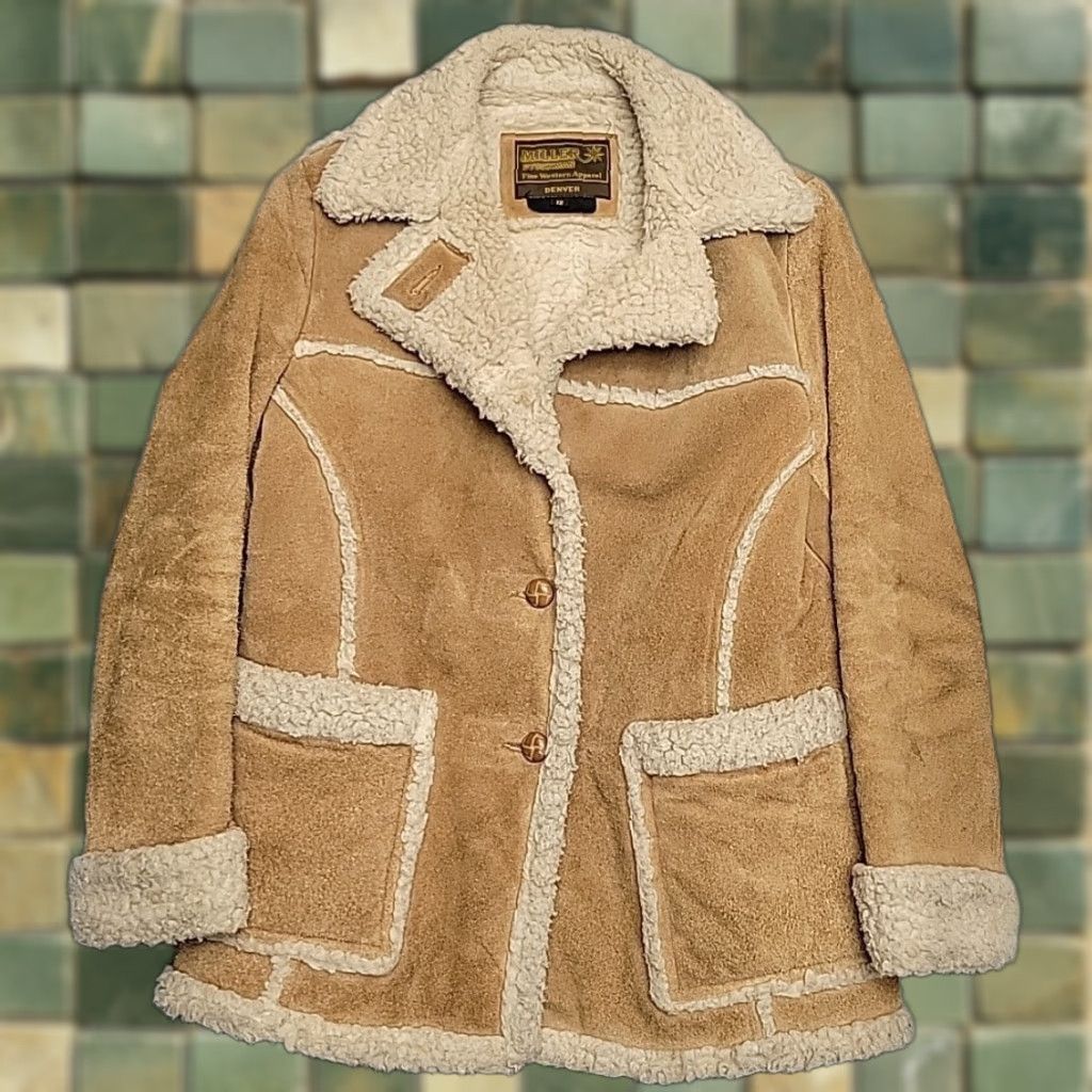 Vintage VINTAGE Miller Stockman Jacket Womens 12 Brown Suede Leather Sherpa Western Cowboy Coat All Seasons Wind-Resistant Size XL / US 12-14 / IT 48-50 - 1 Thumbnail