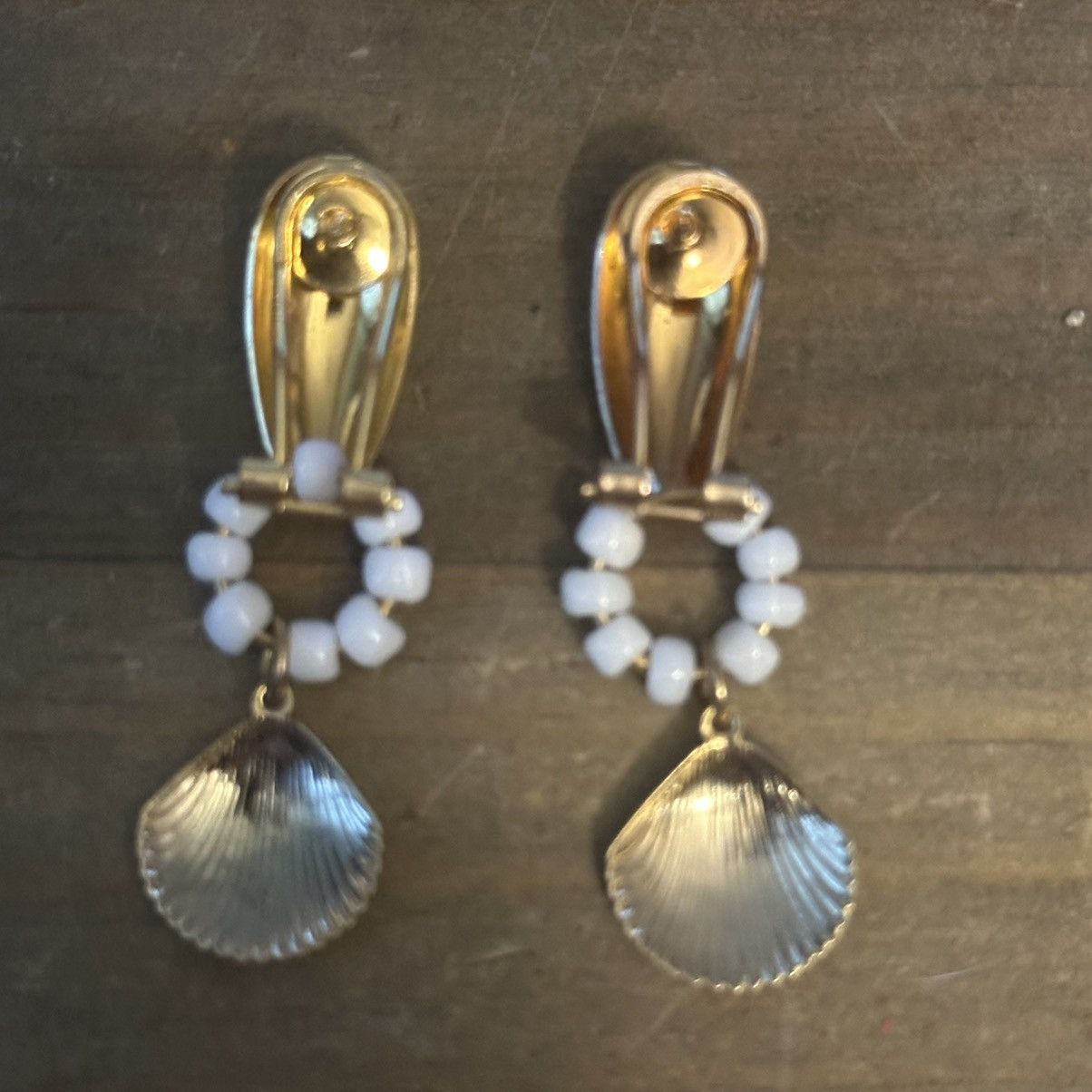 Vintage Vintage gold tone shell dangle earrings Size ONE SIZE - 3 Thumbnail