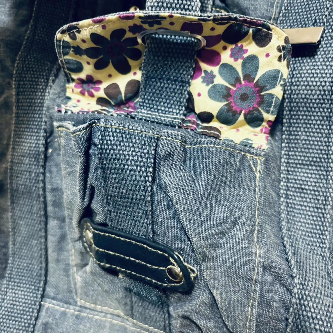 Designer Vintage Y2k Blue Denim Buckle Tote Bag Shoulder Purse Size ONE SIZE - 6 Thumbnail