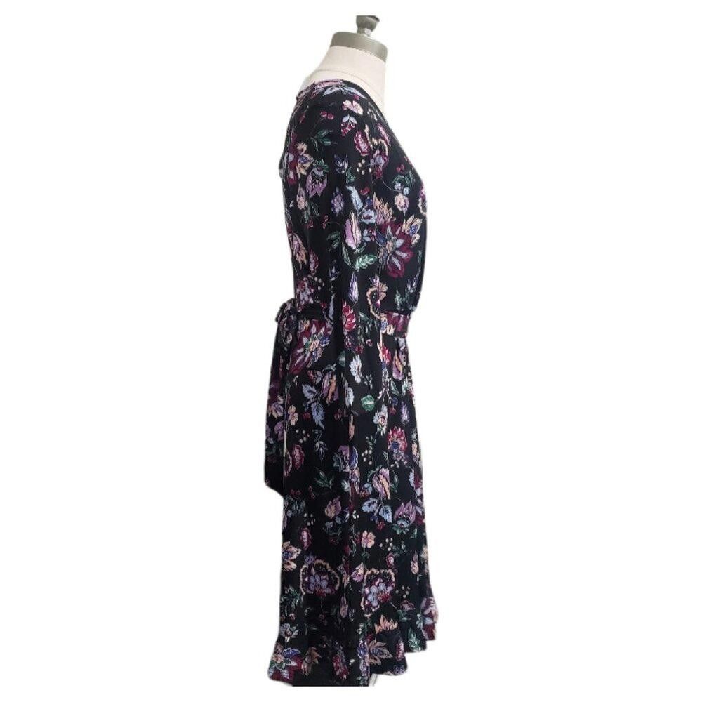 Warren Lotas CT1657 Leota Black Floral Swing Dress L Size L / US 10 / IT 46 - 4 Thumbnail