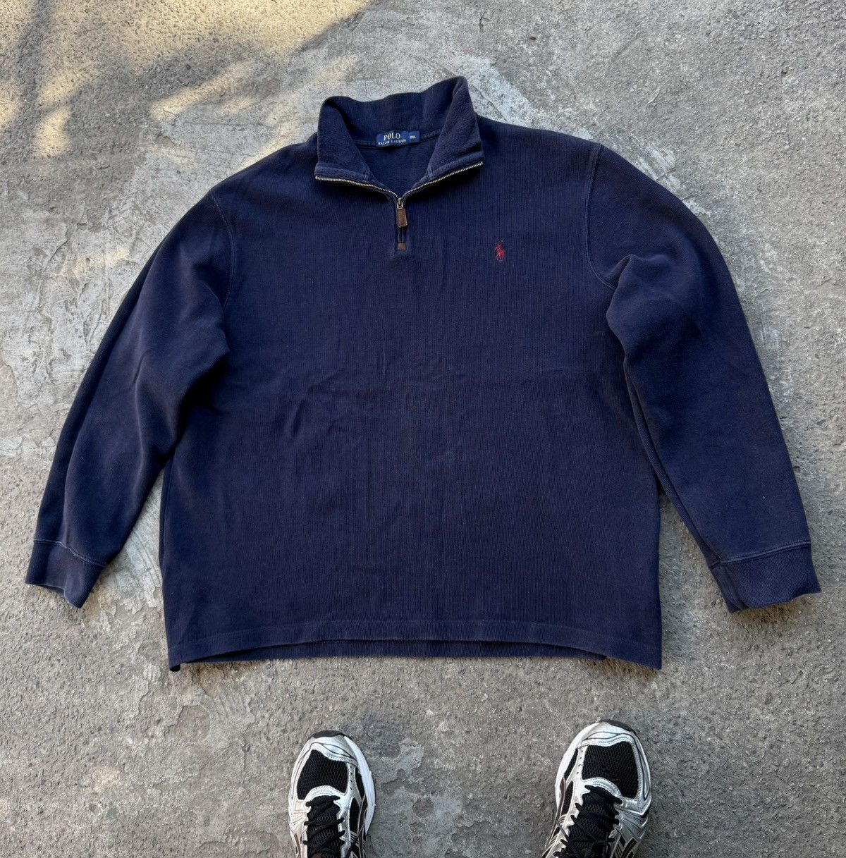 Polo Ralph Lauren Vintage Y2K Polo Ralph Lauren 1/4 Zip Navy Knit Hype Sweater Size US XXL / EU 58 / 5 - 2 Thumbnail