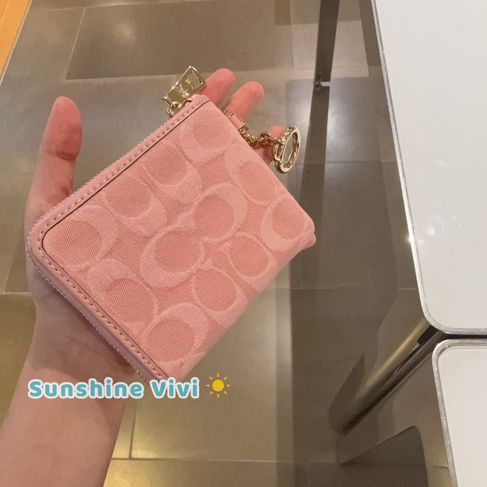 Coach NWT Coach Small Corner Zip Wallet Denim Charms CEU98 Pink Size ONE SIZE - 5 Thumbnail