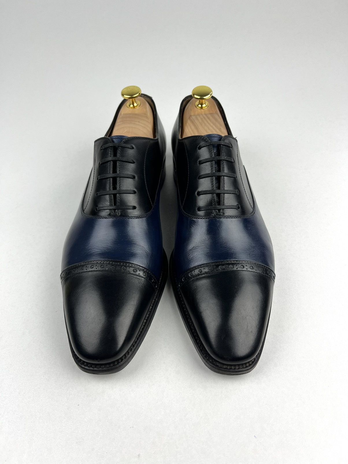 Salvatore Ferragamo SALVATORE FERRAGAMO Leather Oxfords Shoes Black/Blue Men’s Size US 10.5 / EU 43-44 - 4 Thumbnail