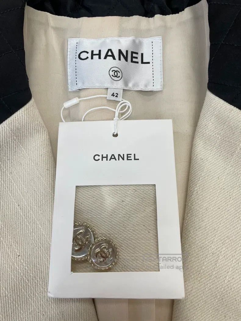 Chanel Chanel 21S beige lapel bow pocket jacket Size M / US 6-8 / IT 42-44 - 2 Thumbnail