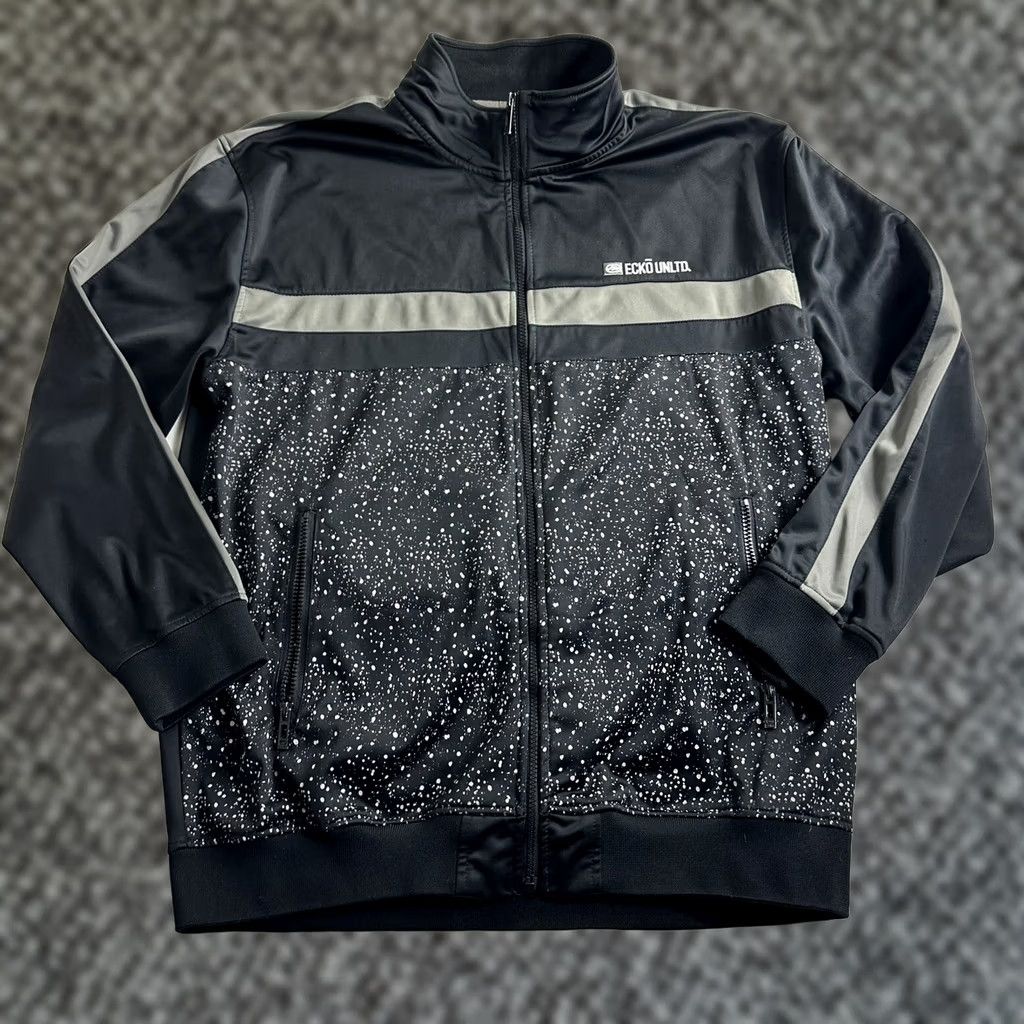 Ecko Unltd. Vintage Ecko Y2K Track Jacket Men 2XL Black Full Zip Speckled Fleck GRUNGE Size US XXL / EU 58 / 5 - 1 Thumbnail
