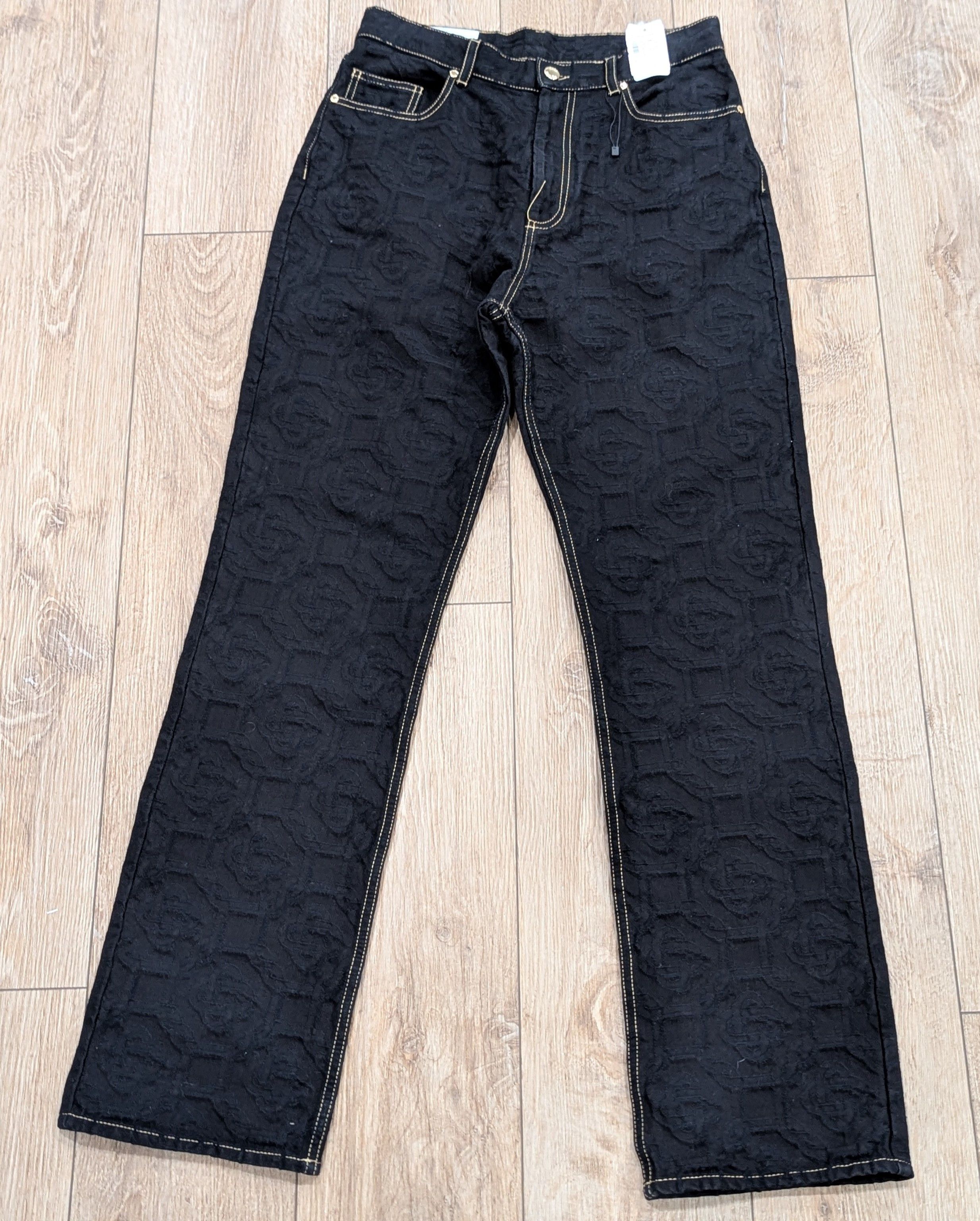 Casablanca CASABLANCA Jacquard Straight Leg Denim Jeans Black 30 Size US 30 / EU 46 - 1 Thumbnail