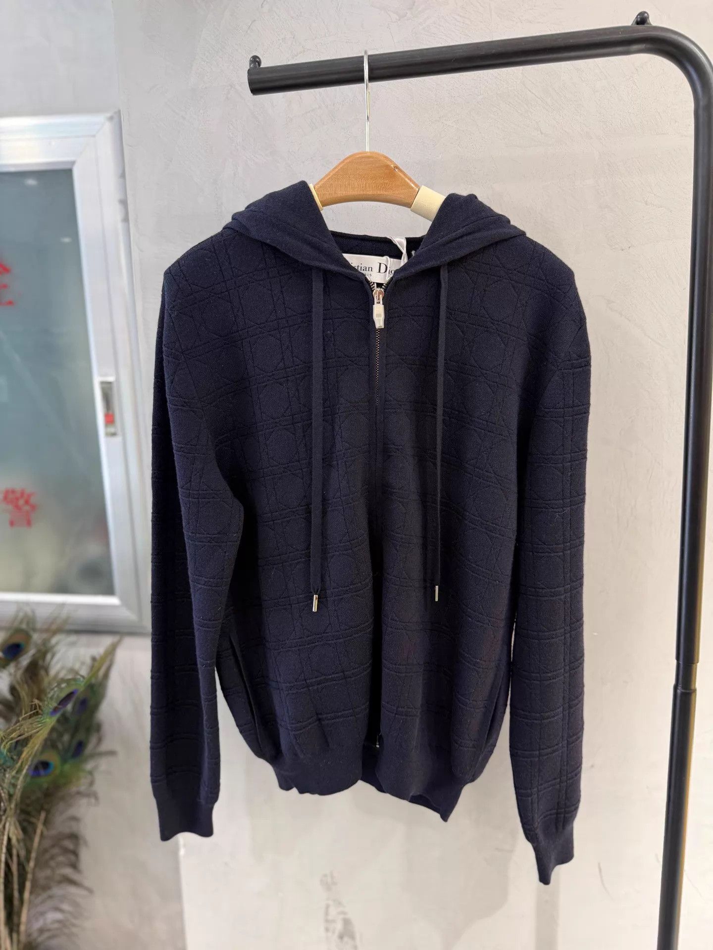 Dior Dior Navy Blue Wool-Silk Hooded Zip Jacket 34 Size XS / US 0-2 / IT 36-38 - 1 Thumbnail