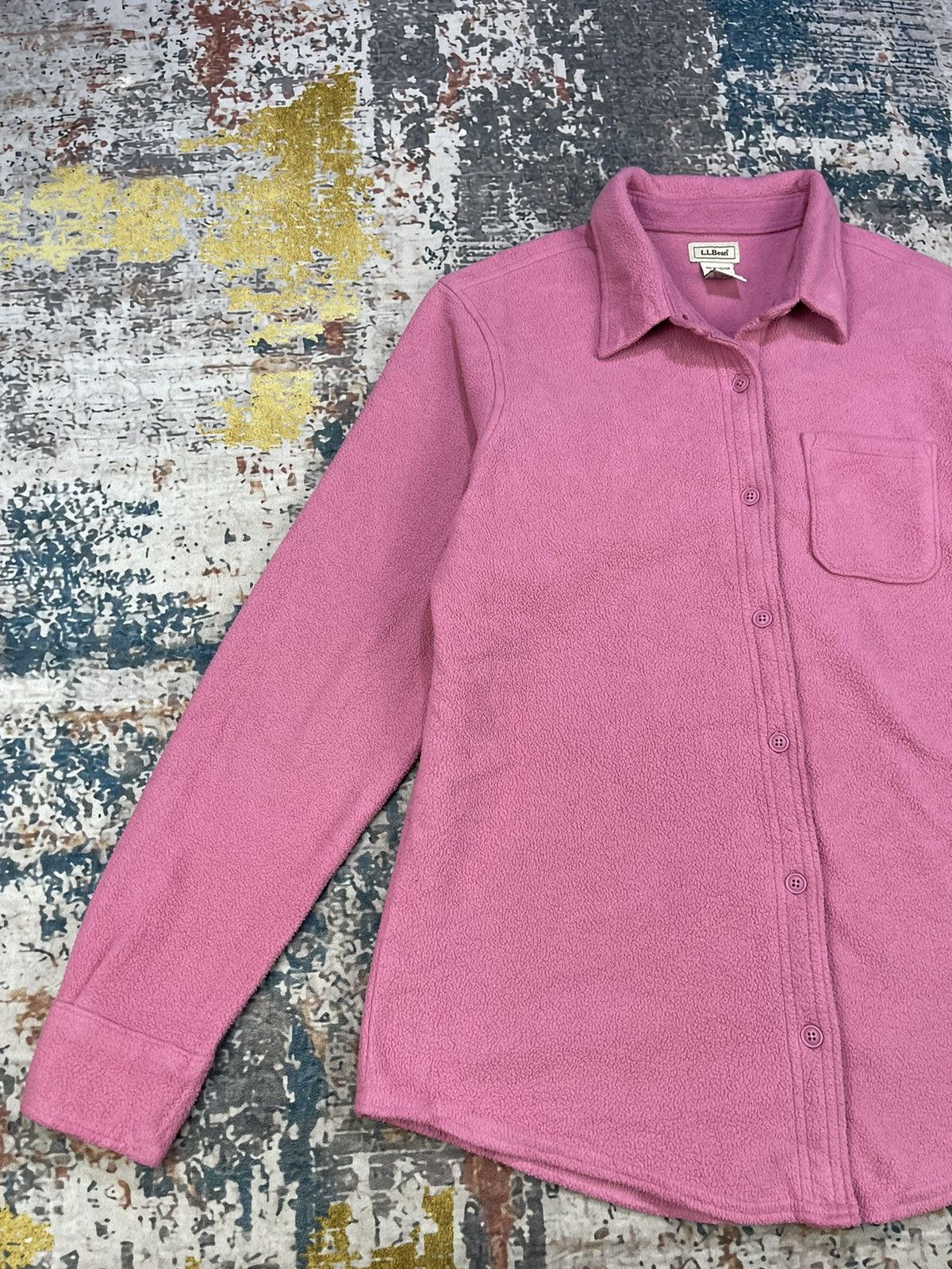 L.L. Bean LL Bean Long Sleeve Button Up Pink Fleece Over Shirt Size US S / EU 44-46 / 1 - 3 Thumbnail