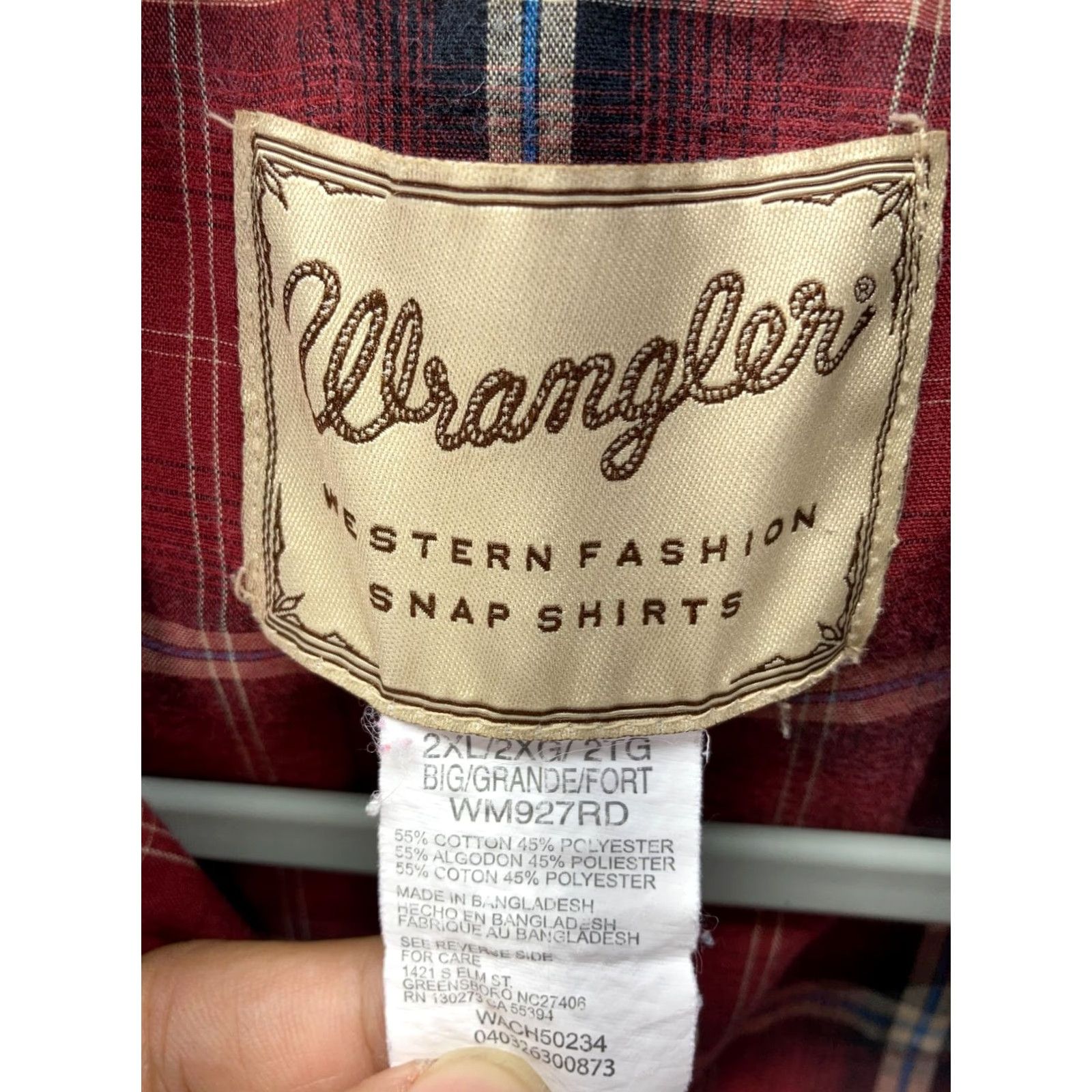 Wrangler Wrangler Western Shirt Mens 2XL Red Plaid Pearl Snap Front Cowboy Long Sleeve Shirt Size US XXL / EU 58 / 5 - 6 Thumbnail