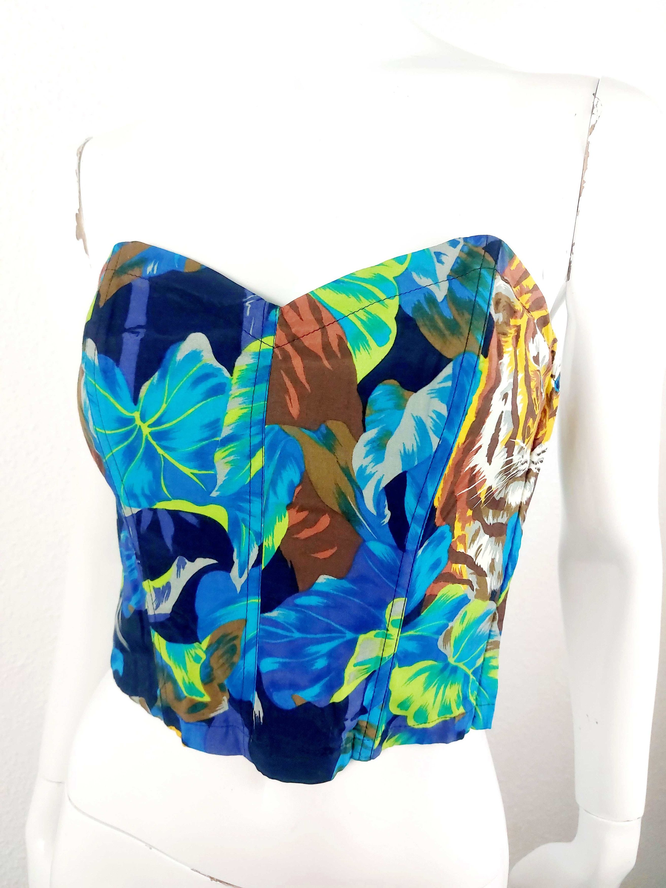 Kenzo Archive Kenzo Jungle Tropical Tiger Leaf Y2K Bustier Corset Size S / US 4 / IT 40 - 4 Thumbnail