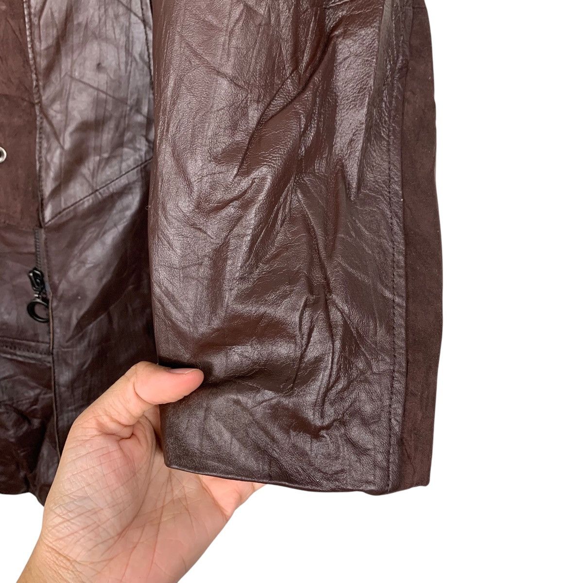 Japanese Brand CARLOS FALCHI Sheepskin Synthetic Leather Jacket #2115-C93 Size S / US 4 / IT 40 - 13 Thumbnail