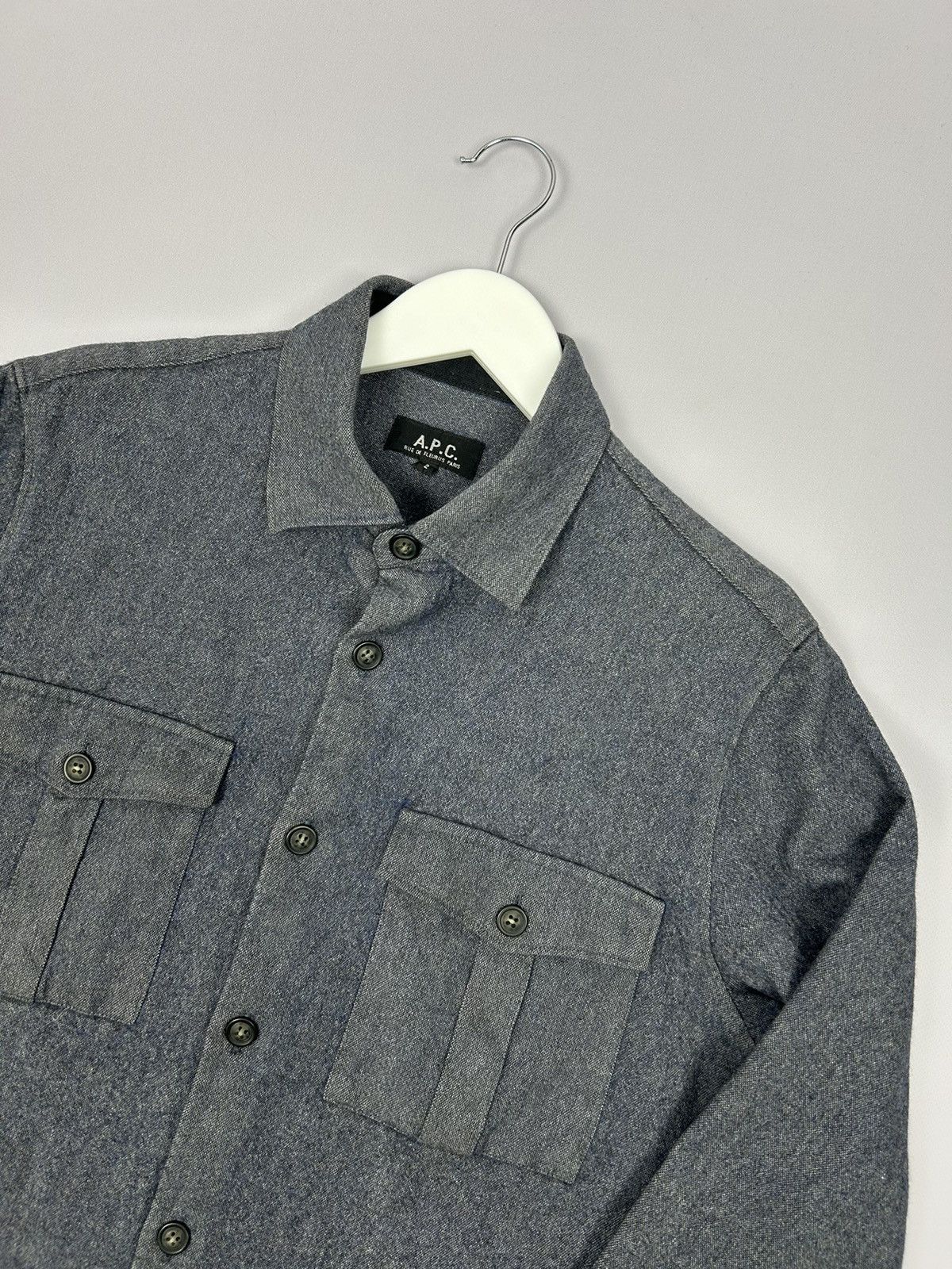 A.P.C. × Vintage A.P.C. Grey Structured Wool Cotton Shirt Size S Size US S / EU 44-46 / 1 - 2 Thumbnail