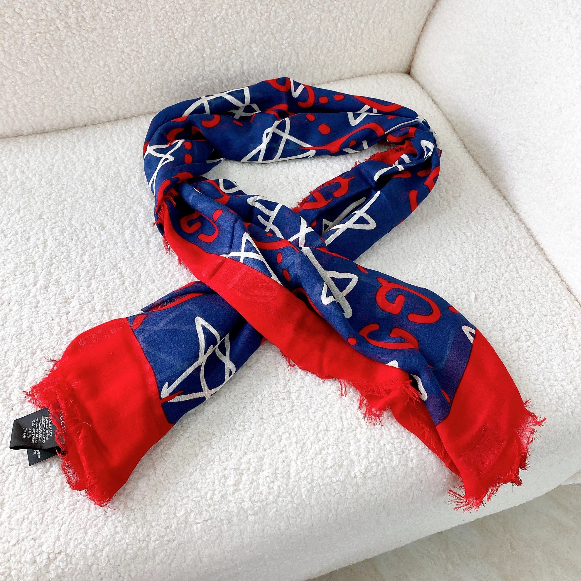 Gucci Gucci Double G Star Logo Scarf 140x140cm 2296 Size ONE SIZE - 4 Thumbnail
