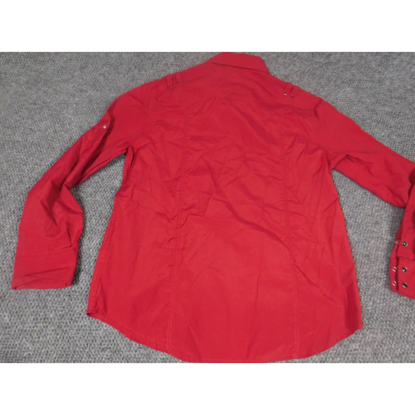 Jordan Craig Jordan Craig Mens Shirt Large Red Button Down Vintage Shirt Long Sleeve Casual Knit Nylon Polyester Button-Up Collared Regular Mens Red 80s? Size US L / EU 52-54 / 3 - 7 Thumbnail