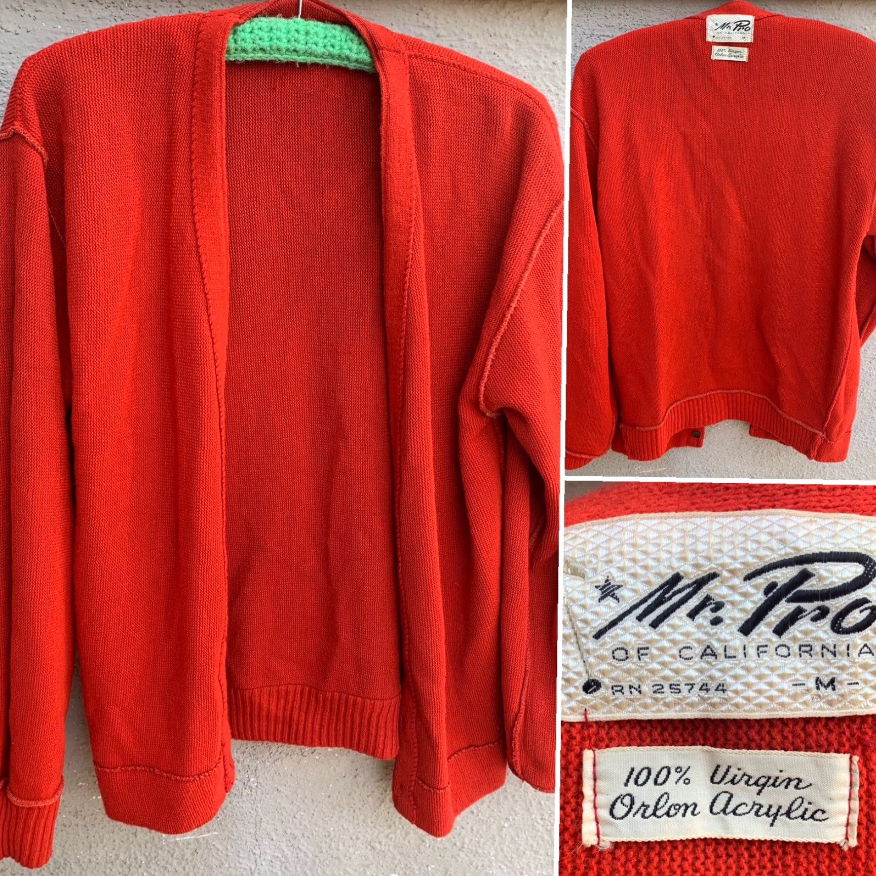 Vintage VINTAGE Mr. Pro of California cardigan sweater M 100% Virgin Orlon Acrylic Grunge 1960s Mens Girls Womens Size US M / EU 48-50 / 2 - 6 Thumbnail