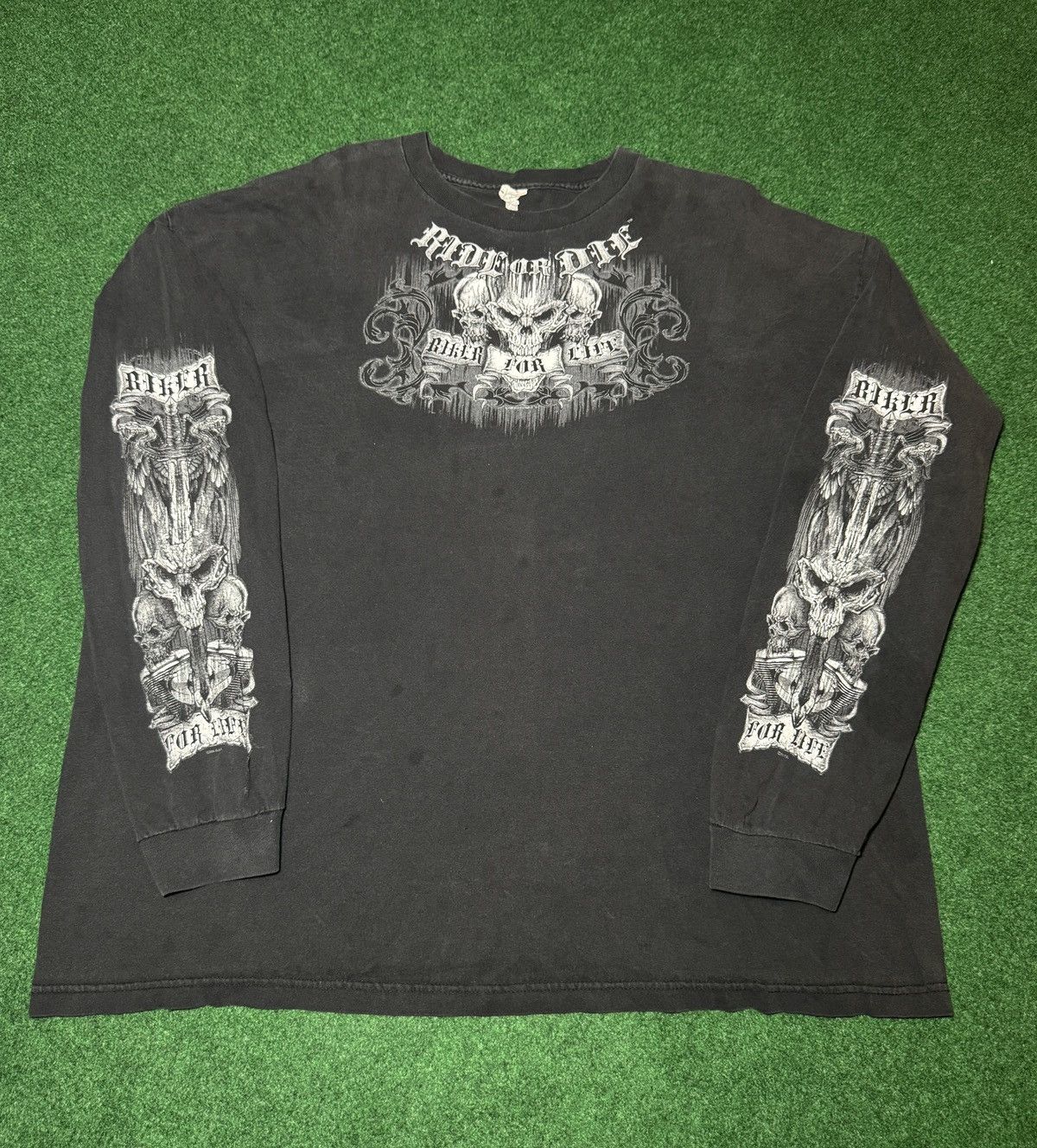 Harley Davidson × JNCO × Vintage Y2K Jnco Style Skater Grunge Skull Biker Flame T Shirt Size US XXL / EU 58 / 5 - 2 Thumbnail