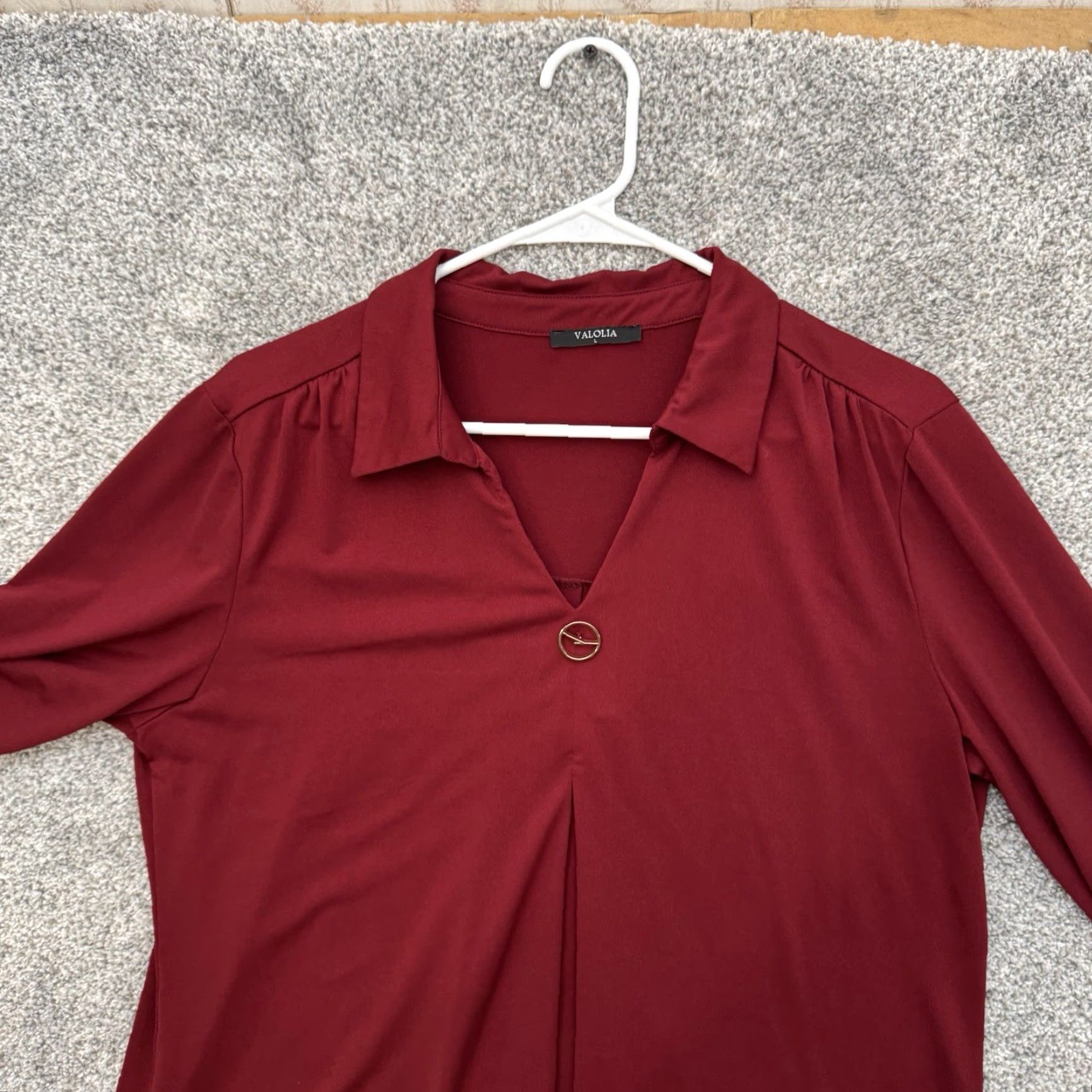Vintage Business Casual Blouse Large Burgundy O-ring Workwear Office Chic Minimalist Size L / US 10 / IT 46 - 5 Thumbnail