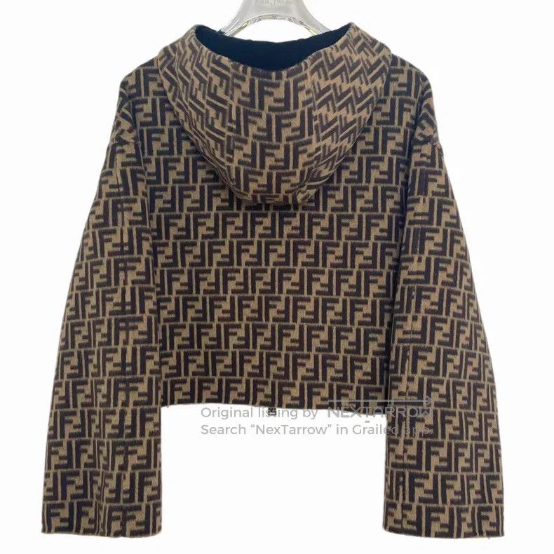 Fendi Fendi Deep Brown Classic Monogram Printed Merino Wool Hood Size XS / US 0-2 / IT 36-38 - 2 Thumbnail