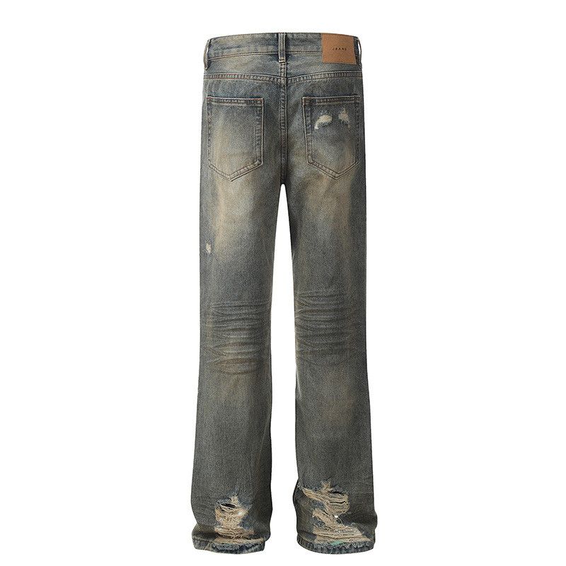 Vintage American retro men's washed loose wide-leg distressed jeans Size US 32 / EU 48 - 2 Thumbnail