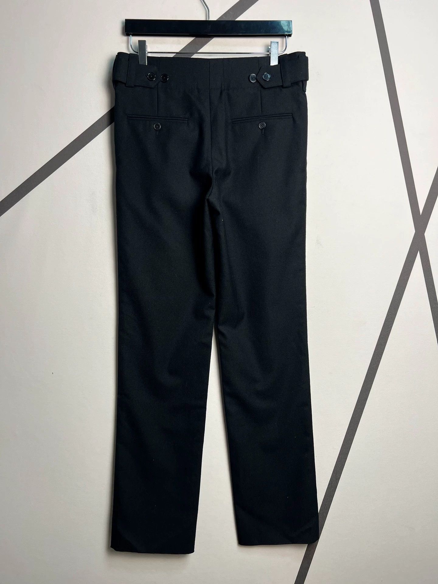 Saint Laurent Paris black double-belt wool straight-leg trousers, size 44 Size US 28 / EU 44 - 2 Thumbnail