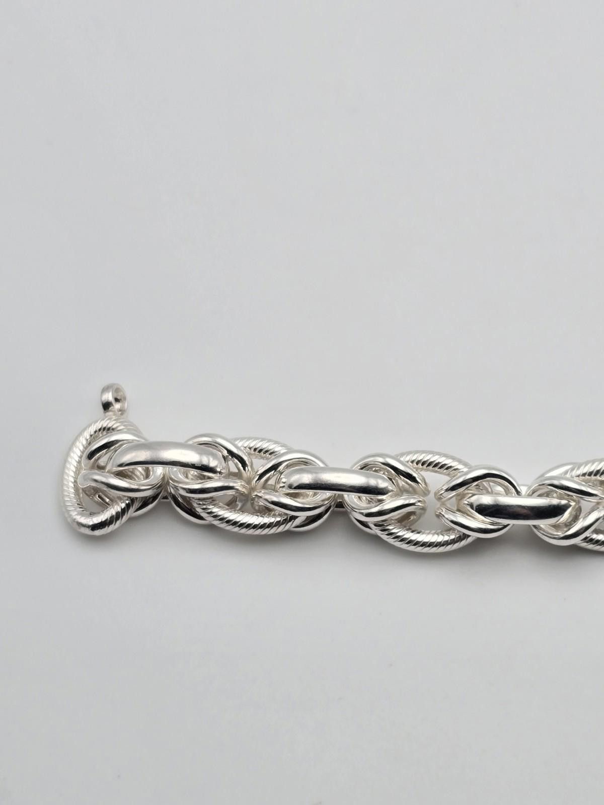 Chalk Line Byzantine Link Chain Bracelet Sterling Silver 7.75" Textured Size ONE SIZE - 2 Thumbnail