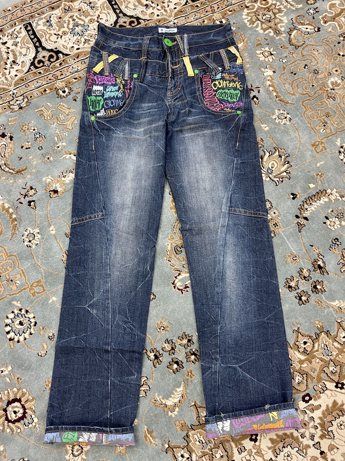 If Six Was Nine VINTAGE DISTRESSED DOUBLE WAIST SORRIDERE RARE DENIM PANTS Size US 29 - 1 Thumbnail