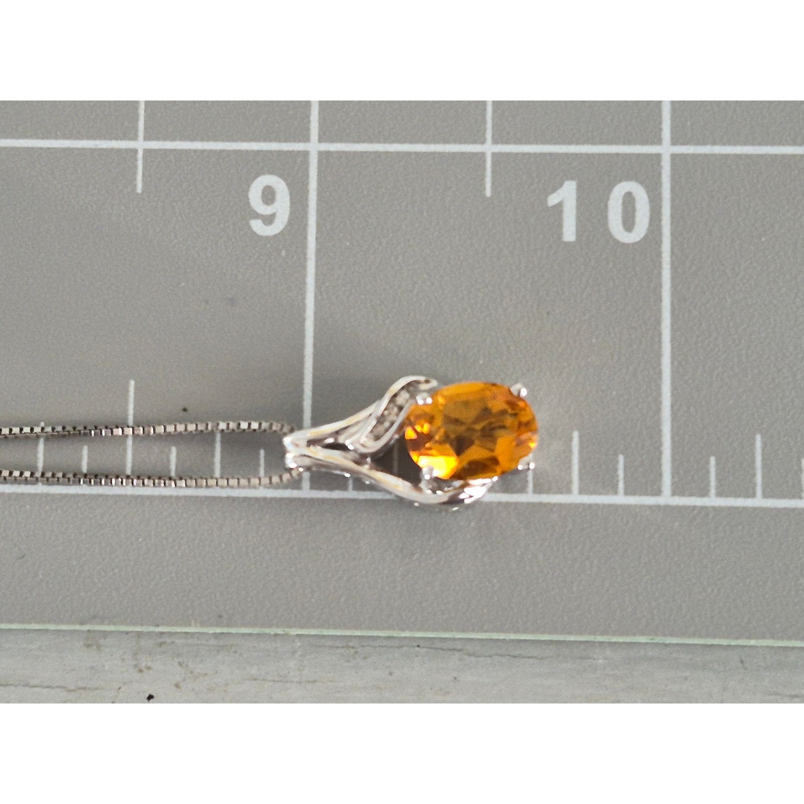 Other Sterling Silver Citrine CZ Oval Pendant with Necklace Size ONE SIZE - 6 Thumbnail