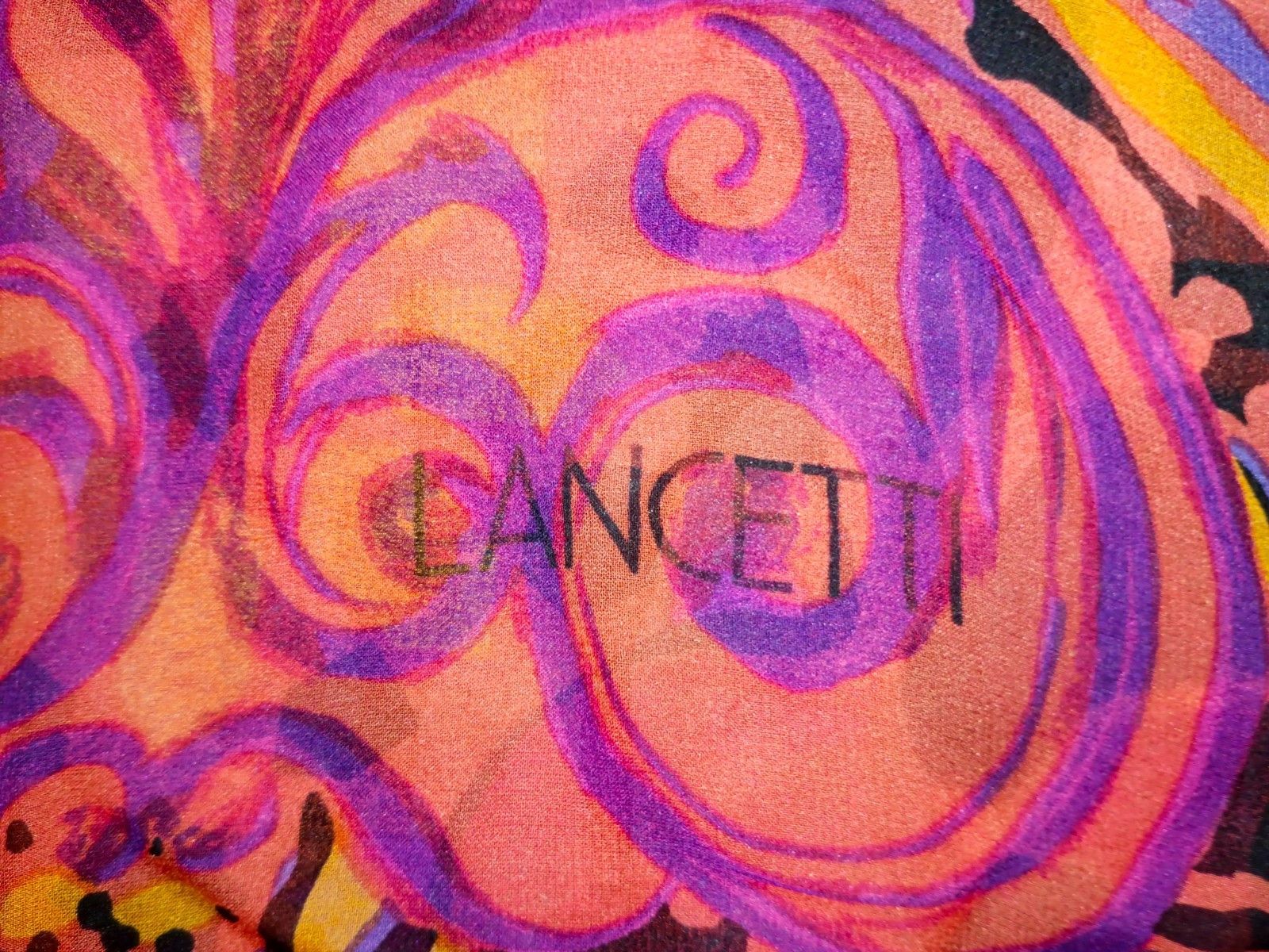 Lui di Lancetti LANCETTI Italy Floral Flowers Woman Orange Pink Scarf Size ONE SIZE - 2 Thumbnail