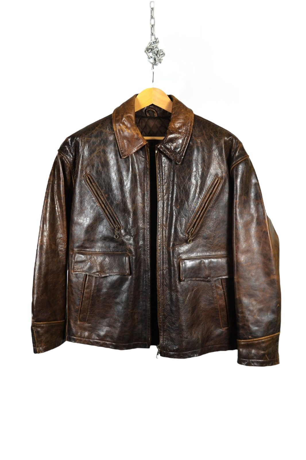 Avirex 90s Vintage Redskins B32 Leather Military Bomber Jacket Size US XL / EU 56 / 4 - 8 Thumbnail