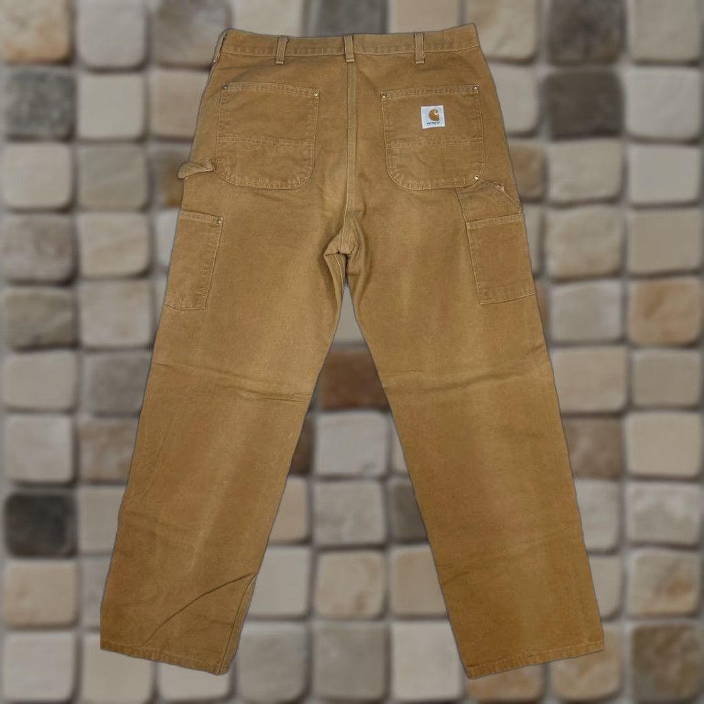 VINTAGE Carhartt Carpenter Pants Mens 38 Brown High Rise Straight Leg Canvas 5-Pocket Design Workwear Casual Mens