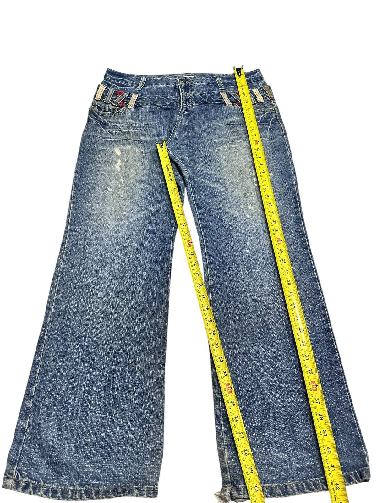 Japanese Brand Jinnee Jeans Double Waist Baggy Loose With Painted & Faded Size US 37 - 12 Thumbnail