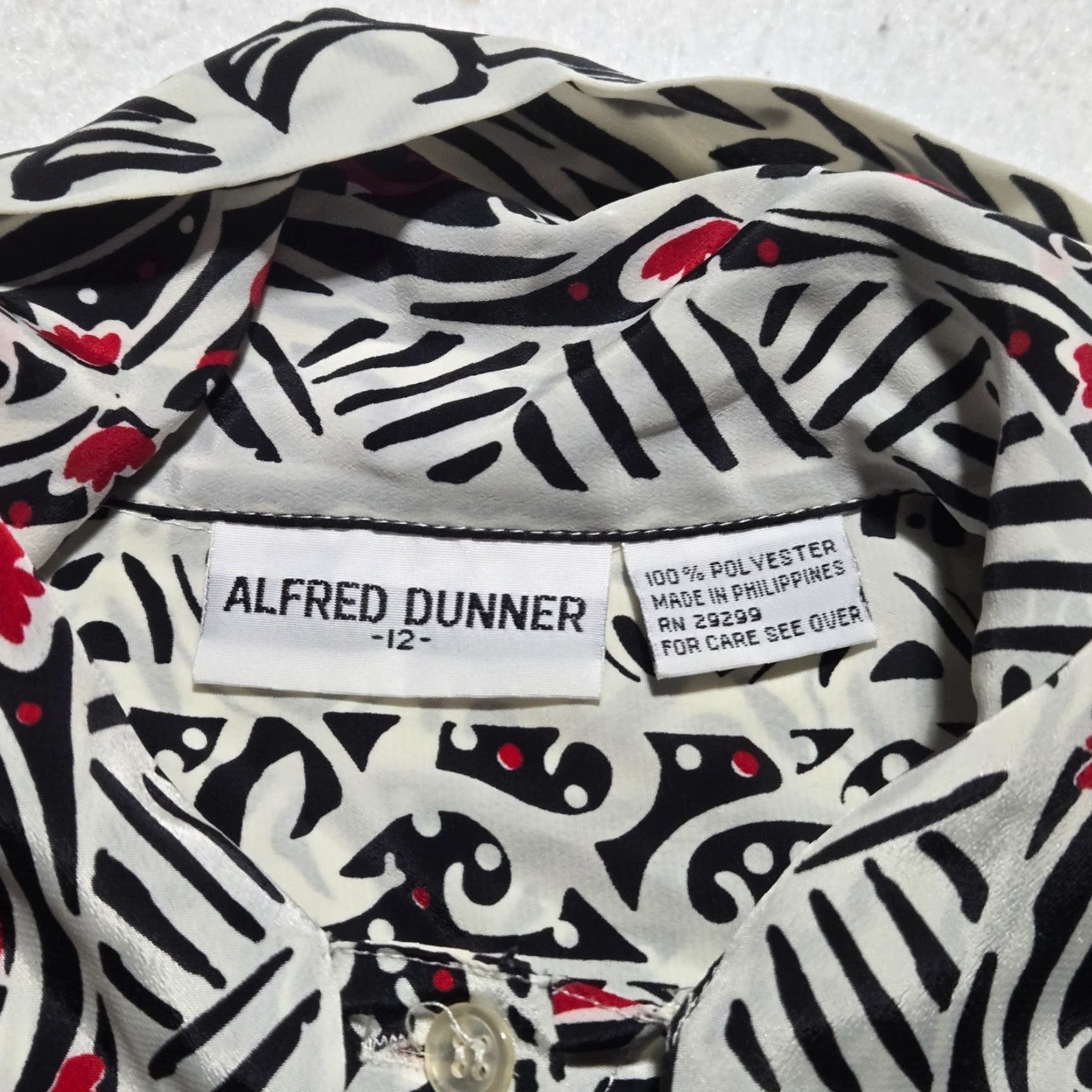 Vintage Alfred Dunner Shirt Button-Up Floral Print Long Sleeve Women’s Size 12 White 100% Cotton Polyester Casual Button-Up Pattern Flower Size XL / US 12-14 / IT 48-50 - 4 Thumbnail