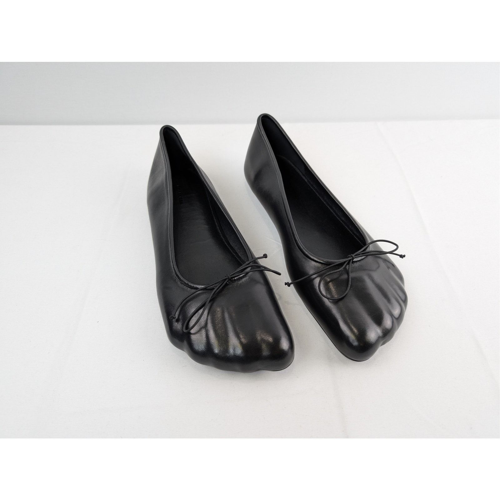 o1rshd1 Shiny Soft Sheepskin Anatomic Ballerina Boots Black
