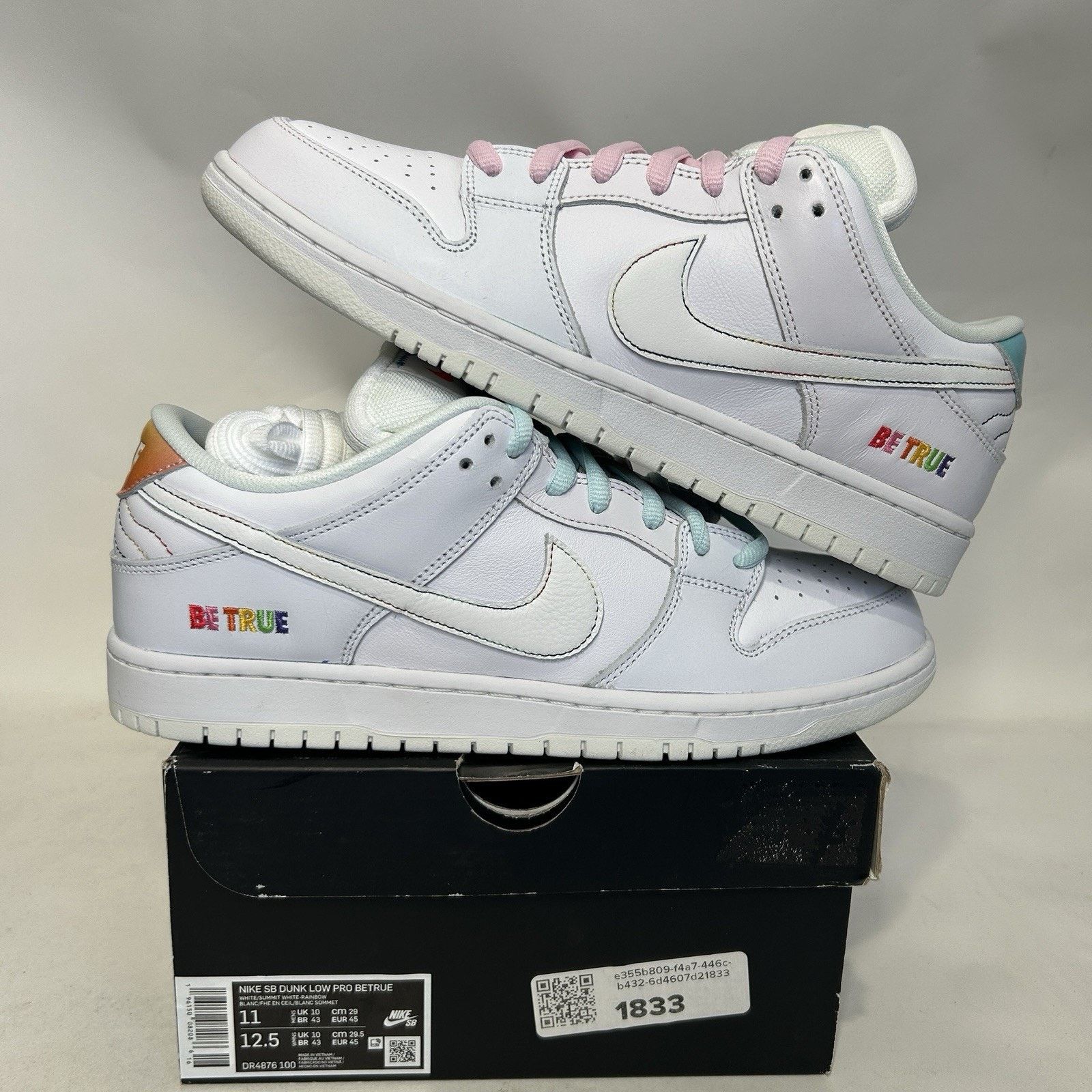 Nike Nike SB Dunk Low Pro "Be True" Summit White Rainbow Size US 11 / EU 44 - 1 Thumbnail