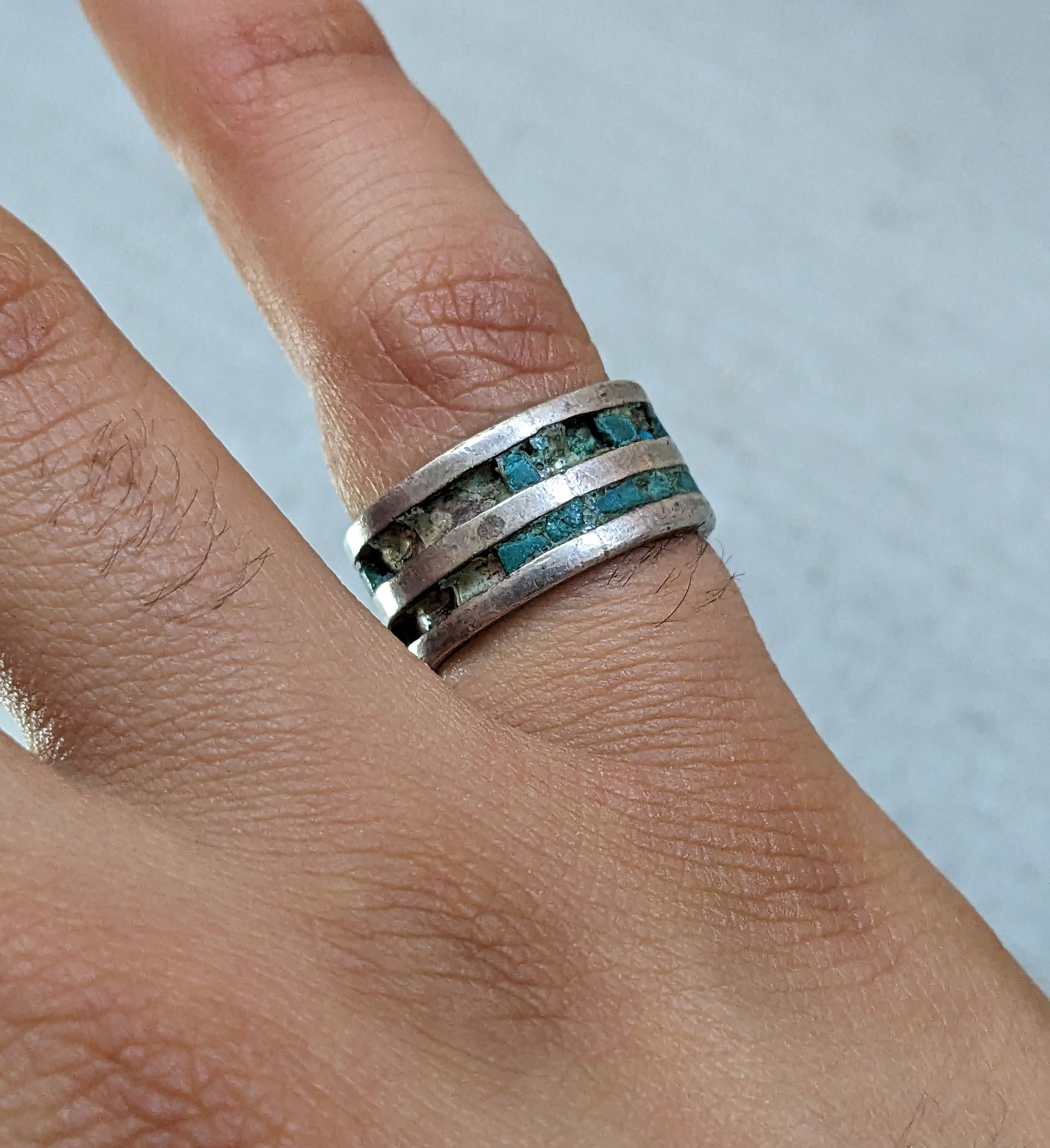 Jewelry Sterling Silver Ring Green Turquoise Size 6.25 Southwestern Size ONE SIZE - 9 Thumbnail