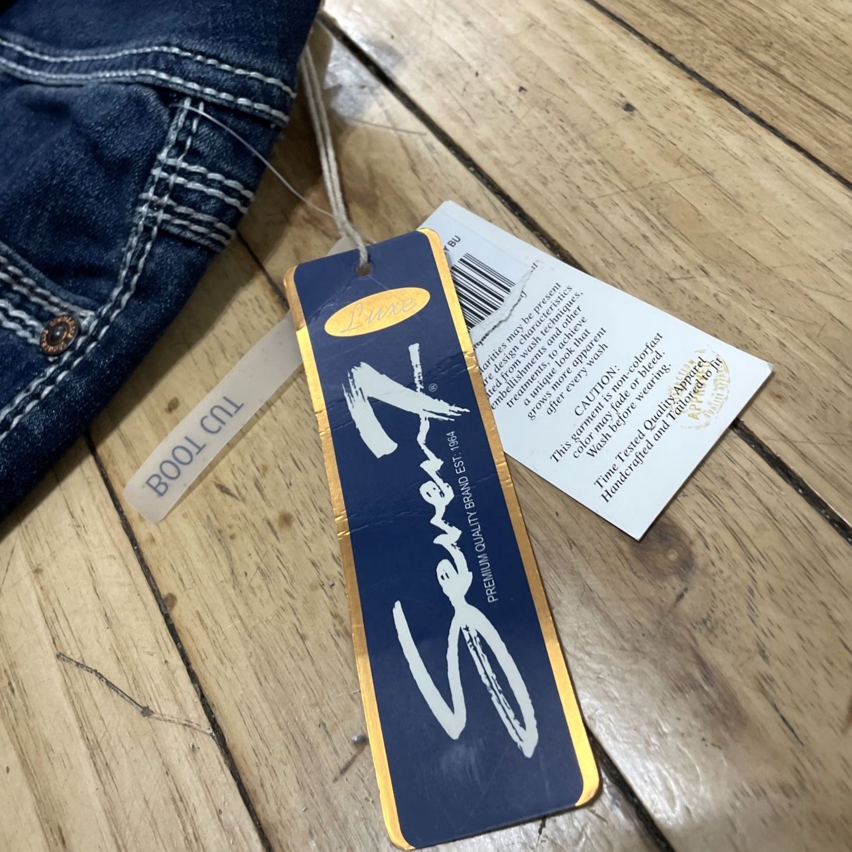 Vintage VINTAGE Seven 7 Jeans Bootcut Women 16 Western Thick Stitch Cowgirl Dark Wash 36x32 NEW Size 38" / US 16 / IT 52 - 6 Thumbnail