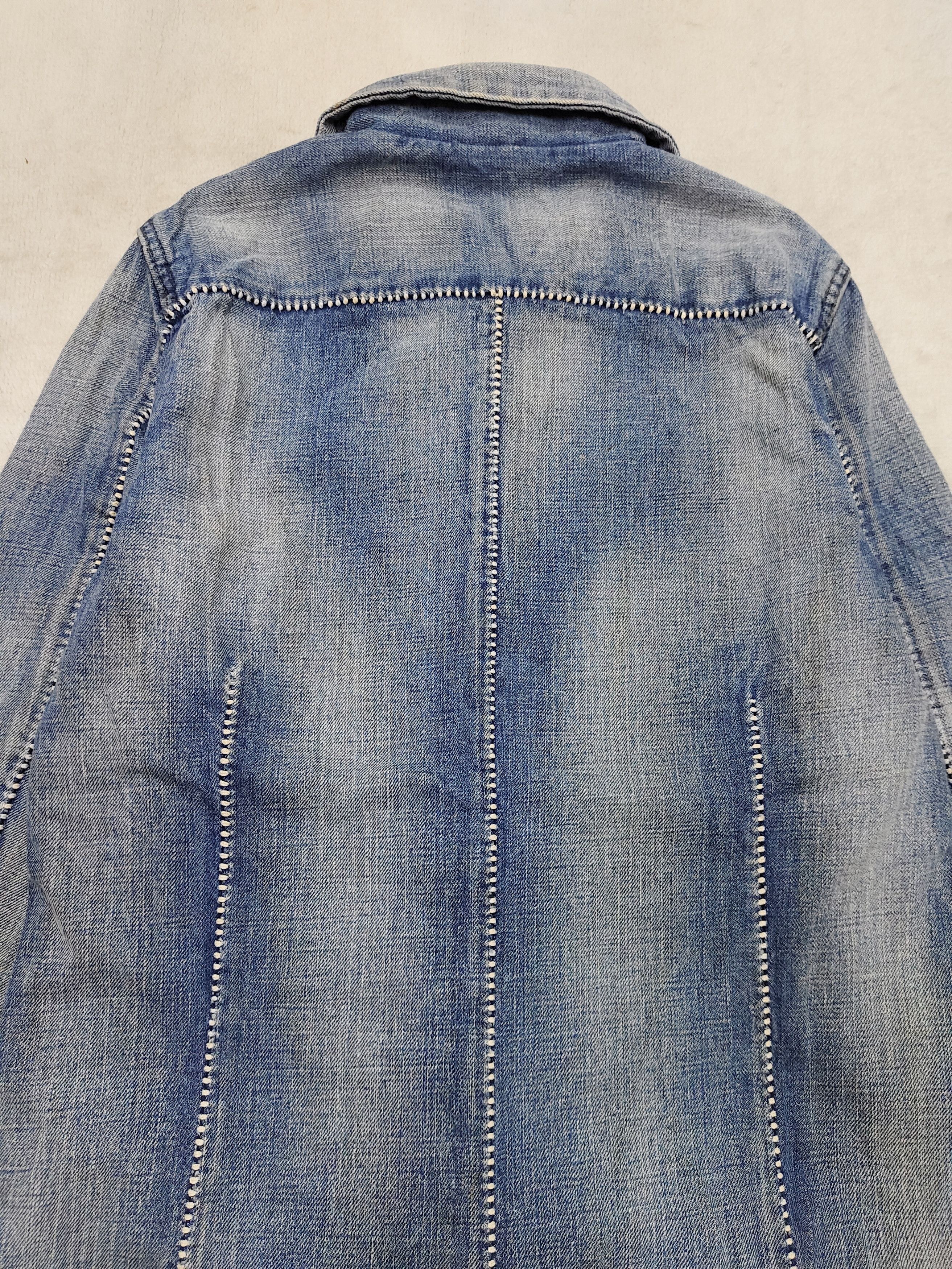 Japanese Brand One Gravity🇯🇵Minimalist Experimental Stitched Denim Jacket Size US S / EU 44-46 / 1 - 4 Thumbnail