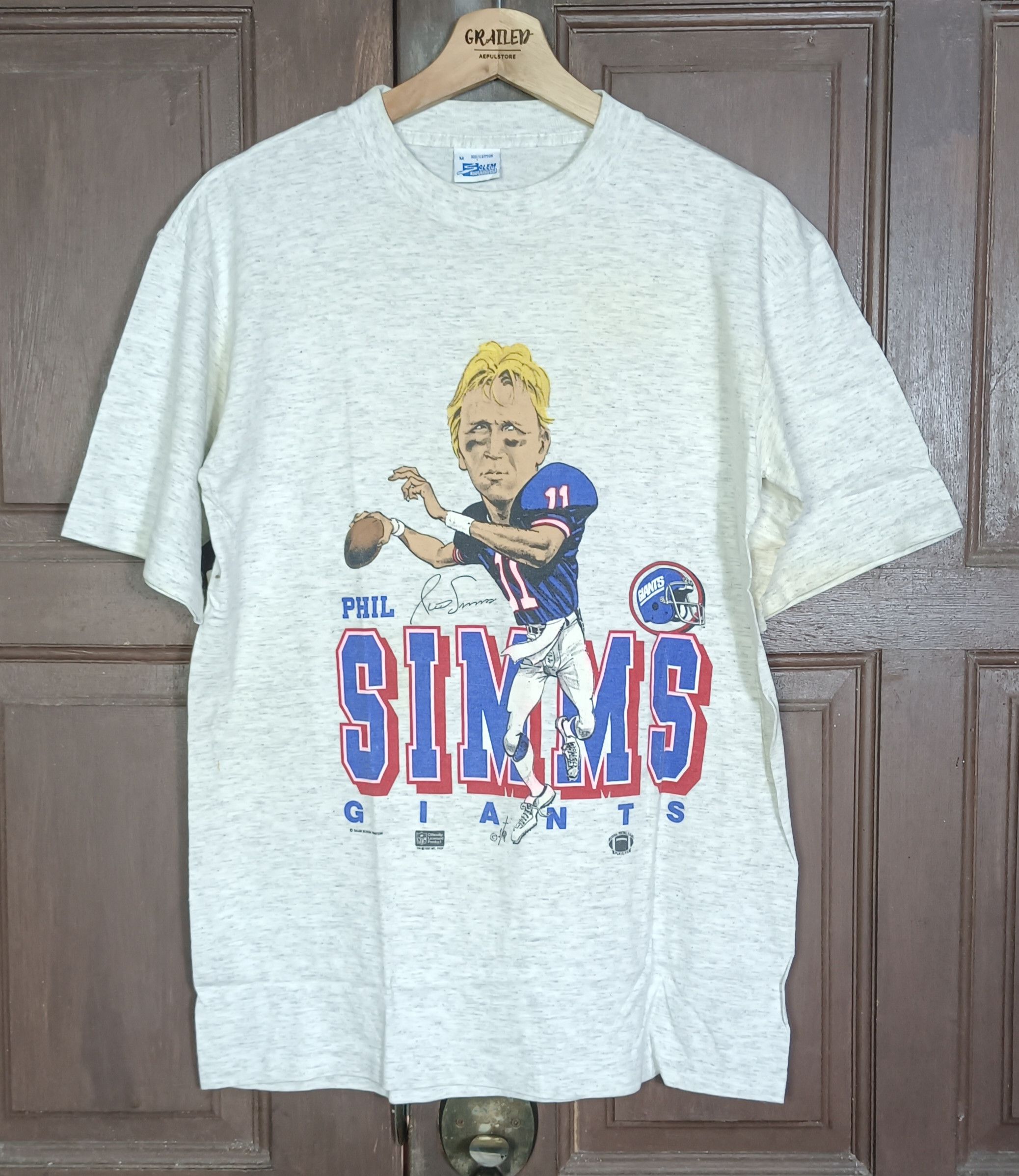 NFL × Salem Sportswear × Vintage Vintage 80s🔥 NFL Phil Simms Giants Salem Sportwear Size US M / EU 48-50 / 2 - 1 Thumbnail