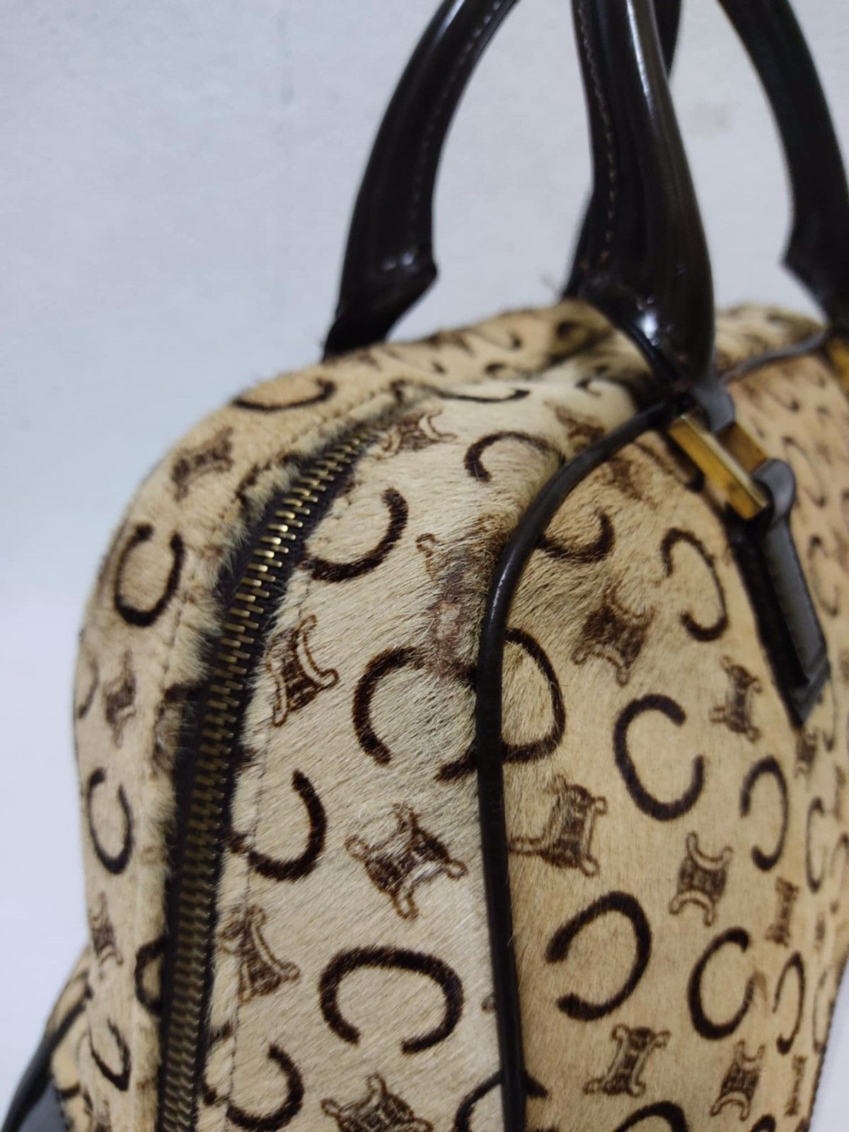 Celine × Vintage VINTAGE CELINE Bowling Bag In Printed Goatskin Brown Size ONE SIZE - 4 Thumbnail